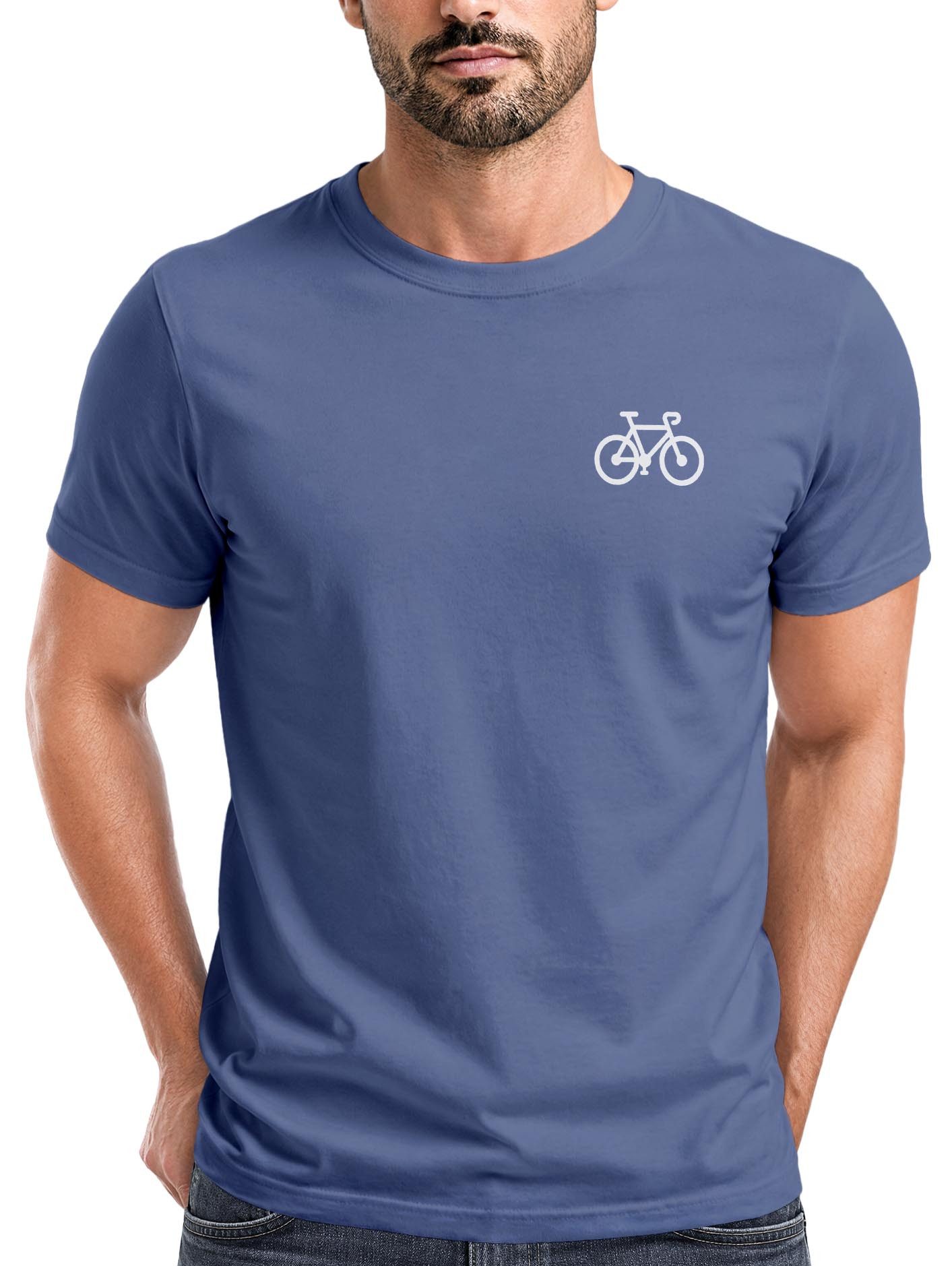 Neverless Print-Shirt Herren T-Shirt Fahrrad Bike Printshirt Logo Aufdruck Radfahrer mit Print