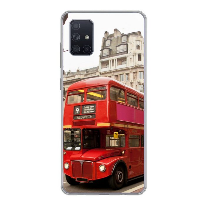 MuchoWow Handyhülle Ein roter Doppeldeckerbus in London Phone Case Handyhülle Samsung Galaxy A71 Silikon Schutzhülle
