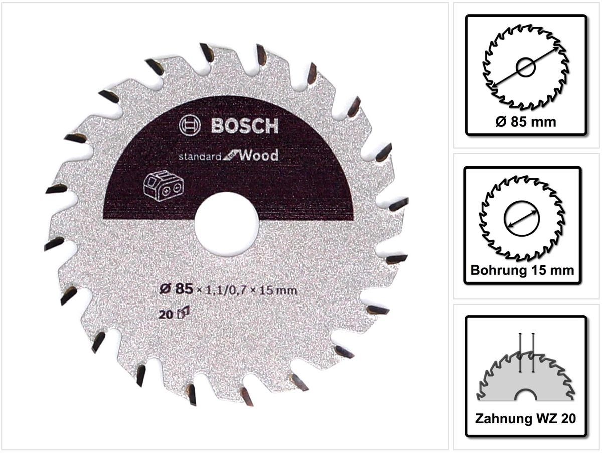 Bosch Professional Kreissägeblatt Kreissägeblatt Standard for Wood 85 x 1,1 x 15 mm 20 Zähne (26088376
