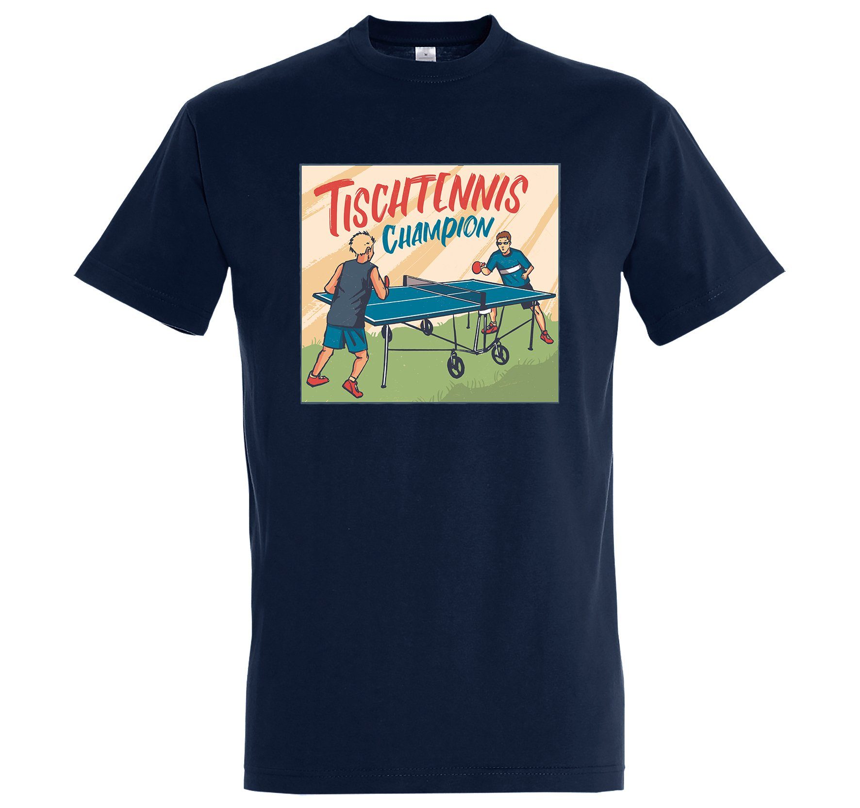 Champion Navyblau mit Frontprint Youth T-Shirt Shirt Herren Tischtennis trendigem Designz