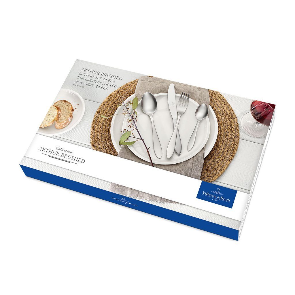 Villeroy & Boch Besteck-Set Arthur gebürstet Tafelbesteck 24-teilig (24-tlg), 6 Personen, Edelstahl