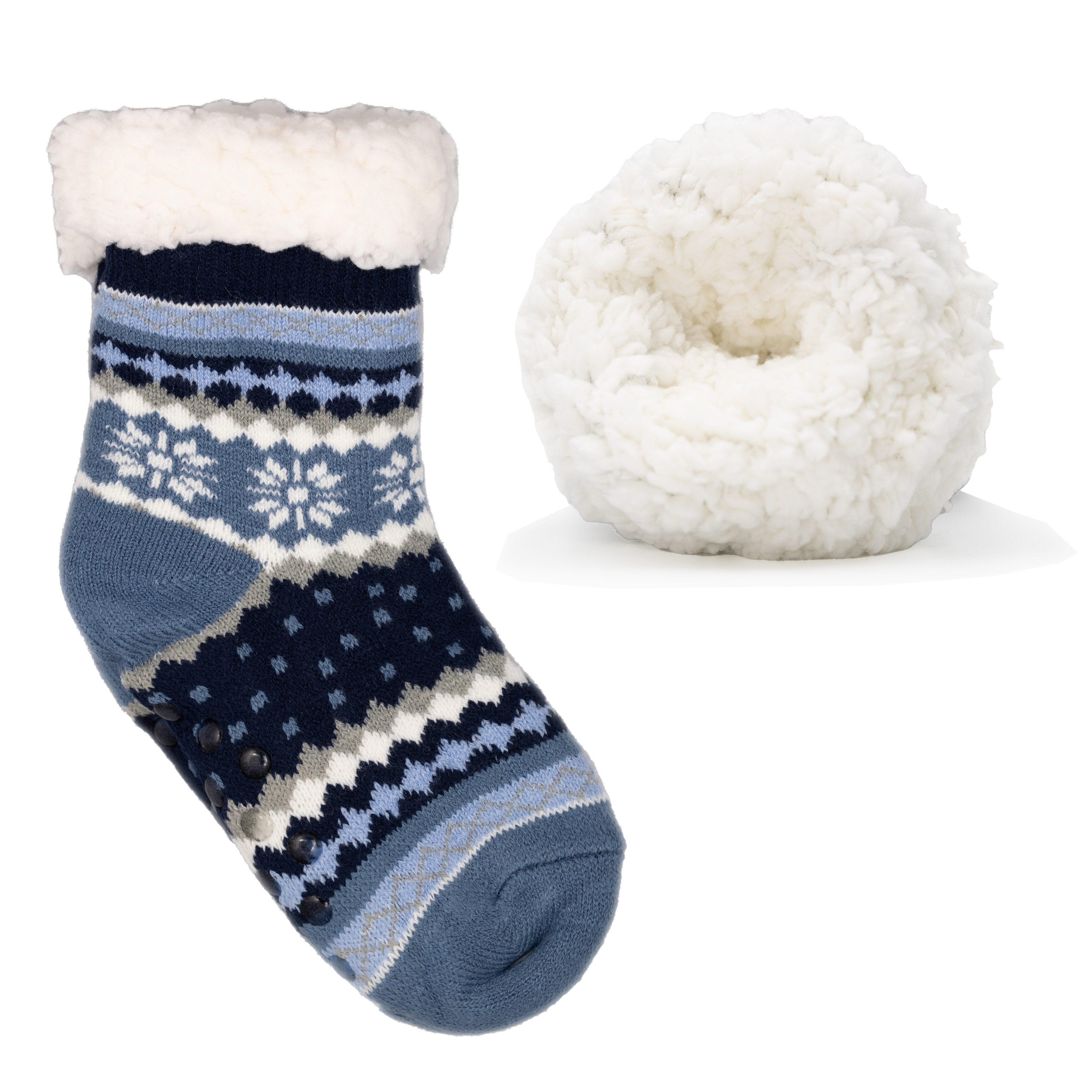 Frostfighter Haussocken Kinder / Jungen Hüttensocken mit ABS Stoppersohle (1-Paar) Валянки, Wolkenfutter, dicke warme gefütterte Socken Gr.30-35