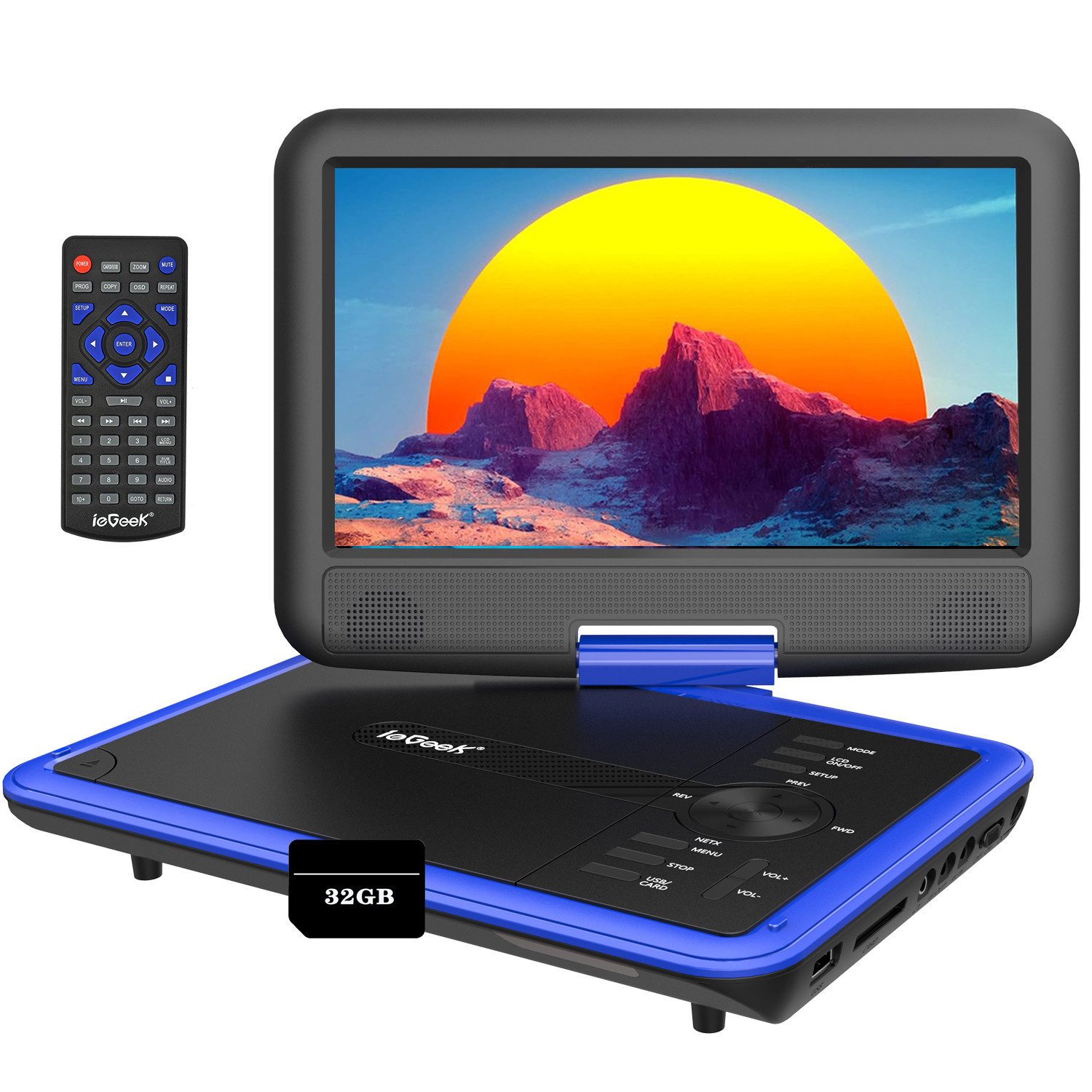 TWUFY 11,5" Tragbarer DVD-Player mit 9,5" HD-Schwenkbildschirm Portabler DVD-Player (6 Stunden Akkulaufzeit, Sync-TV/USB/TF-Karte-Unterstützung)