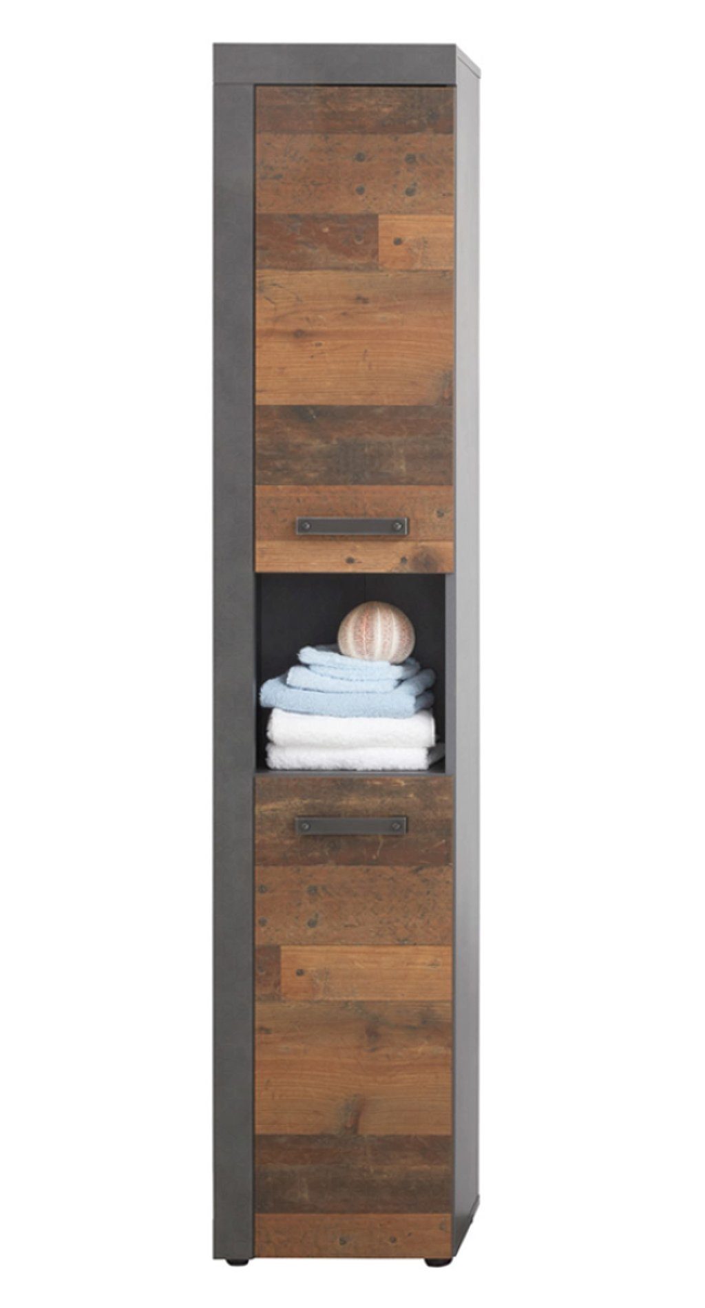 ebuy24 Badmöbel-Set CancunIndy Bad Hochschrank 2 Türen, 1 offenes Fach