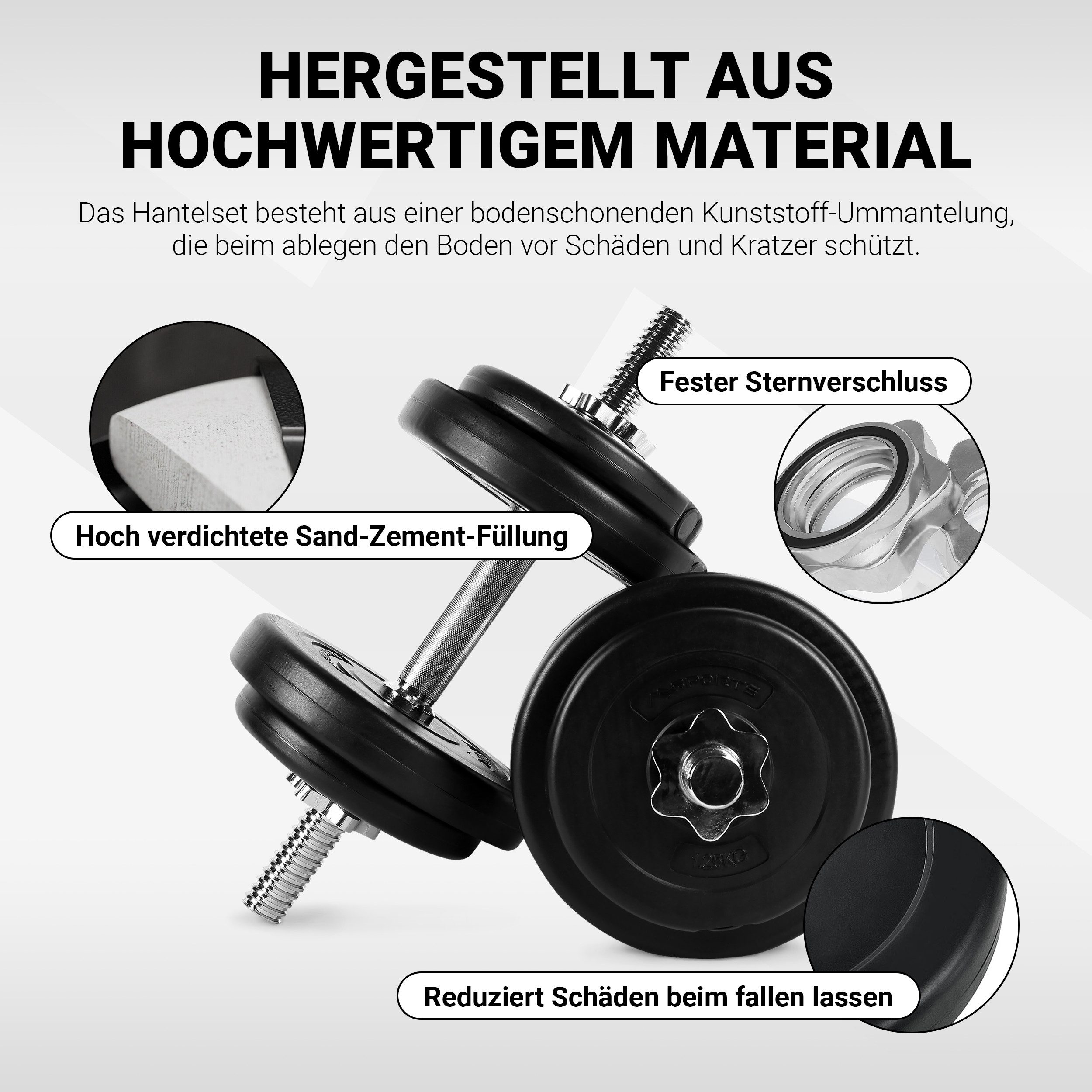 MSports® Hantel MSPORTS Hantelset - auswählbar - 20 kg oder 30 kg Kurzhantelset
