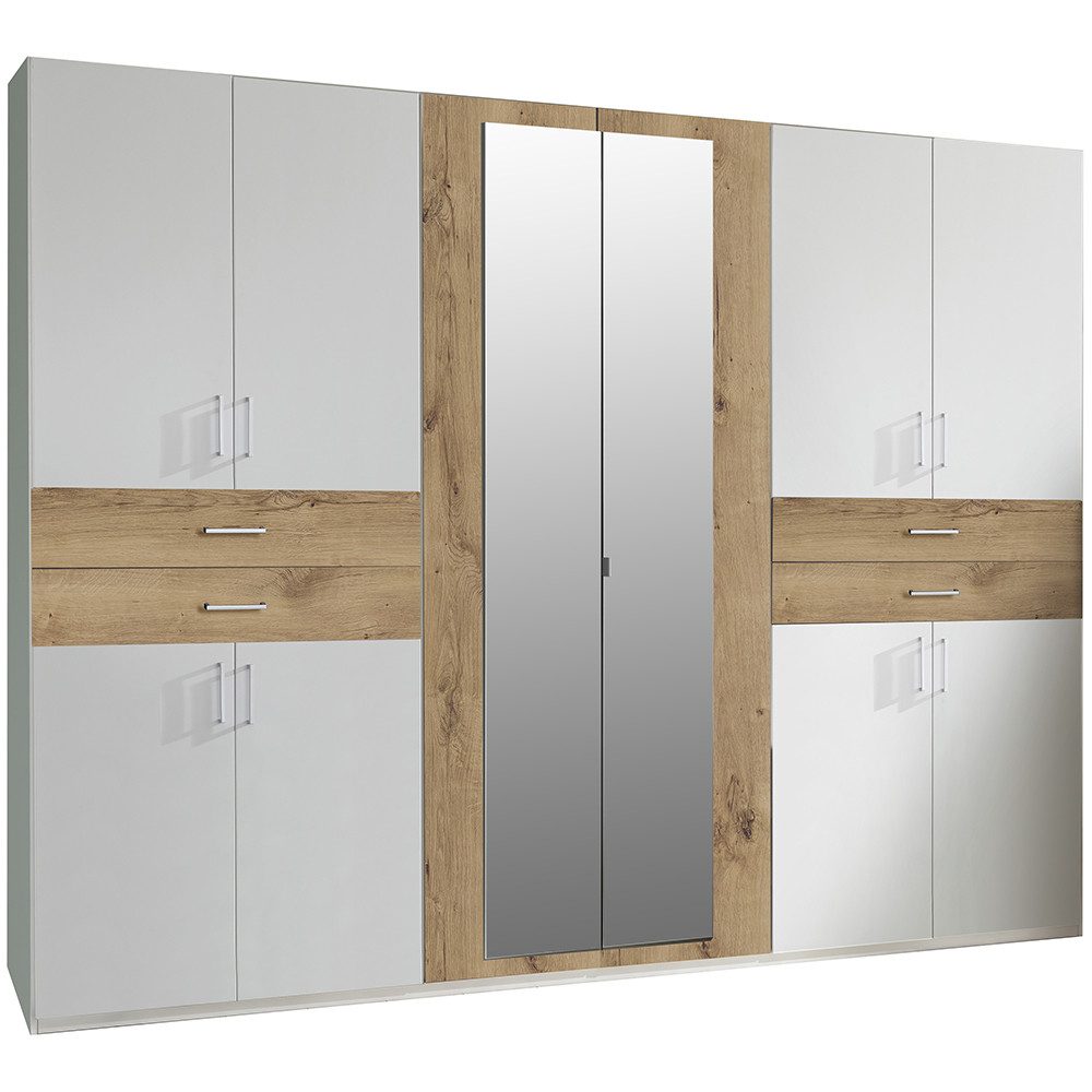 Lomadox Kleiderschrank TREVISO-43 Garderobenschrank Schlafzimmerschrank Schrank 270 cm breit modern weiß