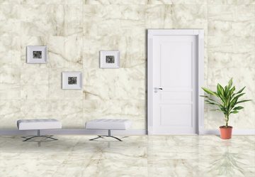 Wandfliese 1 Paket (1,44 m2) Fliesen ONYX SAND (60 × 120 cm), poliert, beige, Marmoroptik Steinoptik Küche Wand Bad Flur Wandverkleidung Duschwand