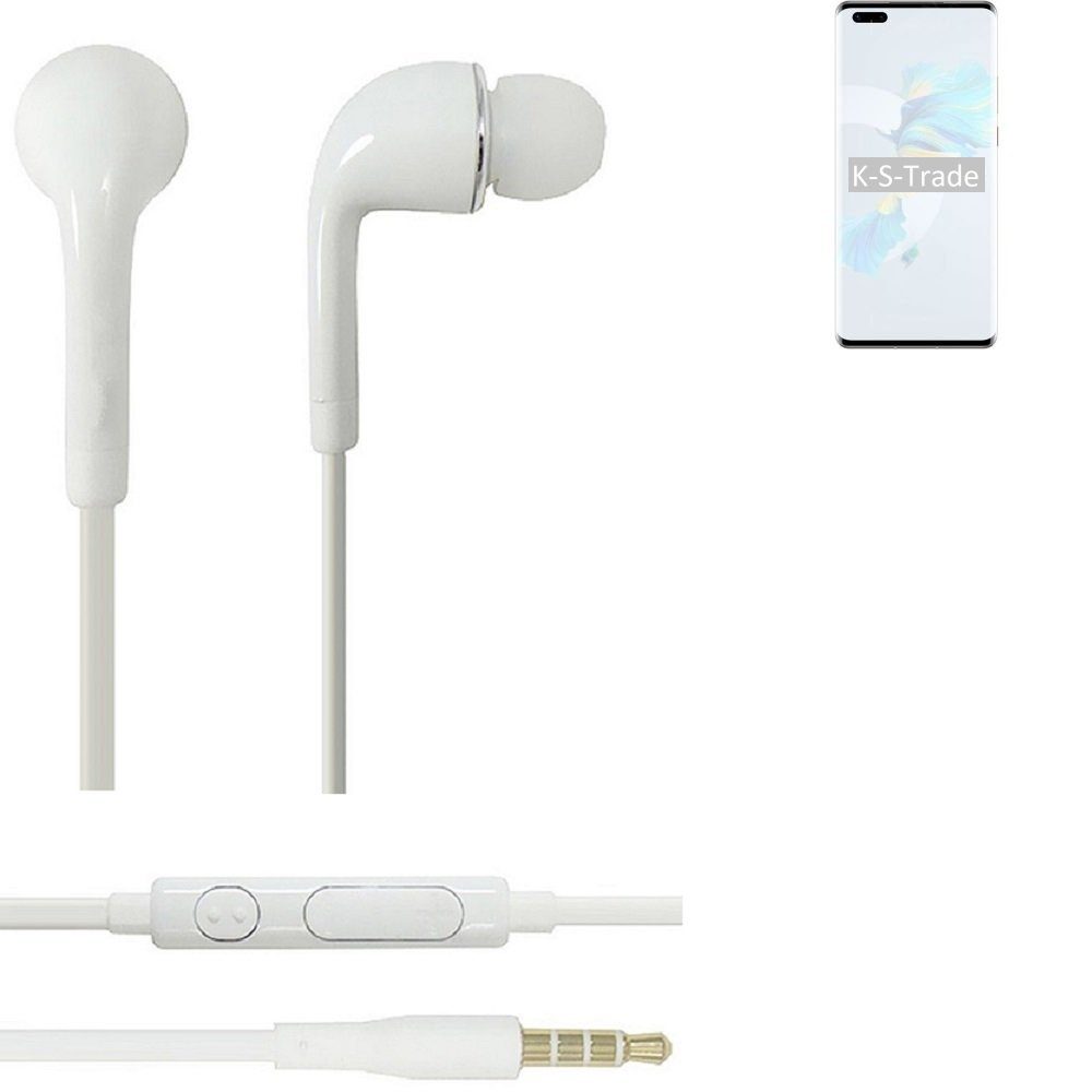 K-S-Trade für HTC Desire In-Ear-Kopfhörer (Kopfhörer Mikrofon 3,5mm) weiß Headset Lautstärkeregler mit u 20