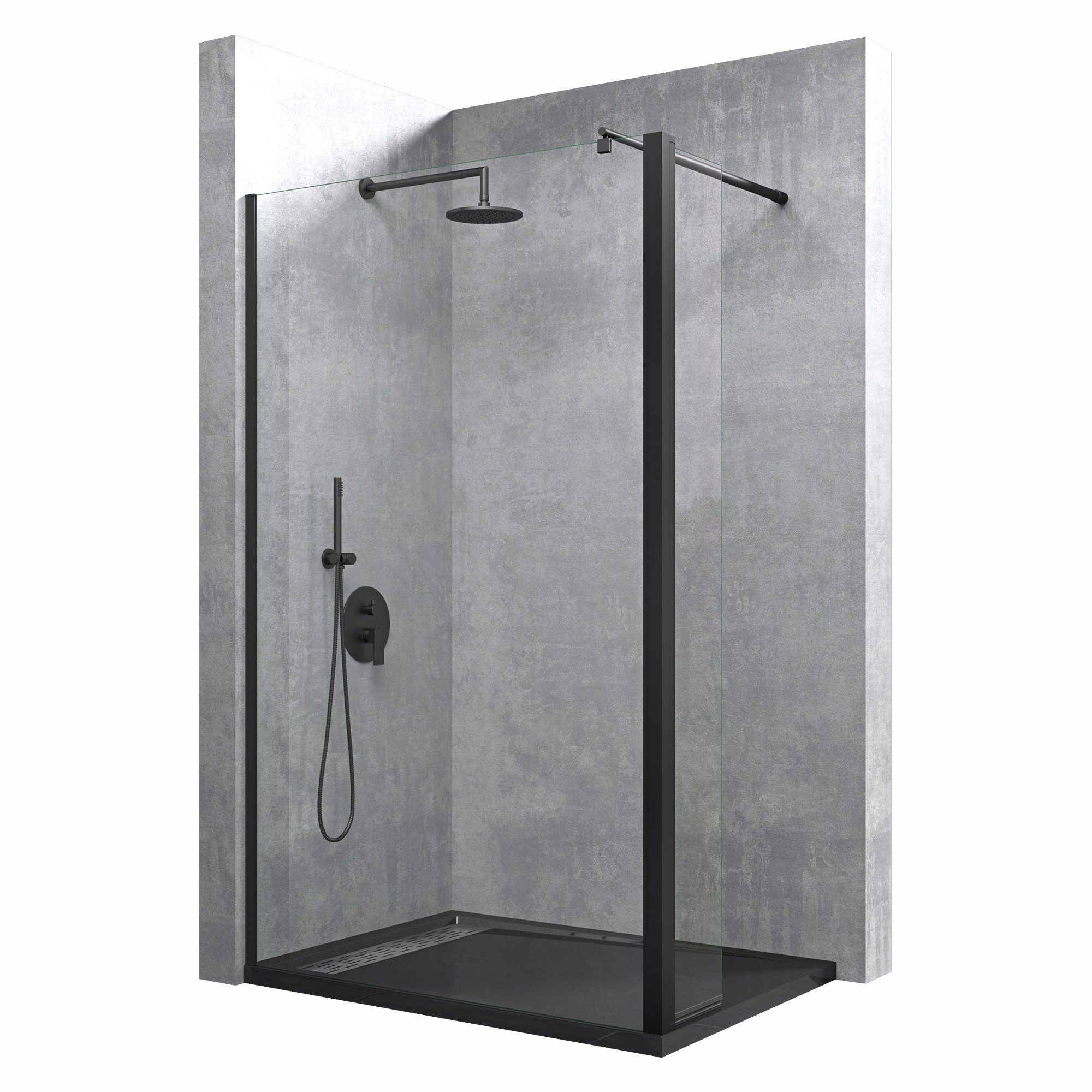 doporro Walk-in-Dusche Duschwand für Dusche Duschabtrennung Nano Glas Duschwand mit Nebenteil