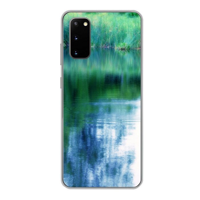 MuchoWow Handyhülle Spiegelung im Wasser im europäischen Garten von Monet in Frankreich. Phone Case Handyhülle Samsung Galaxy S20 Silikon Schutzhülle