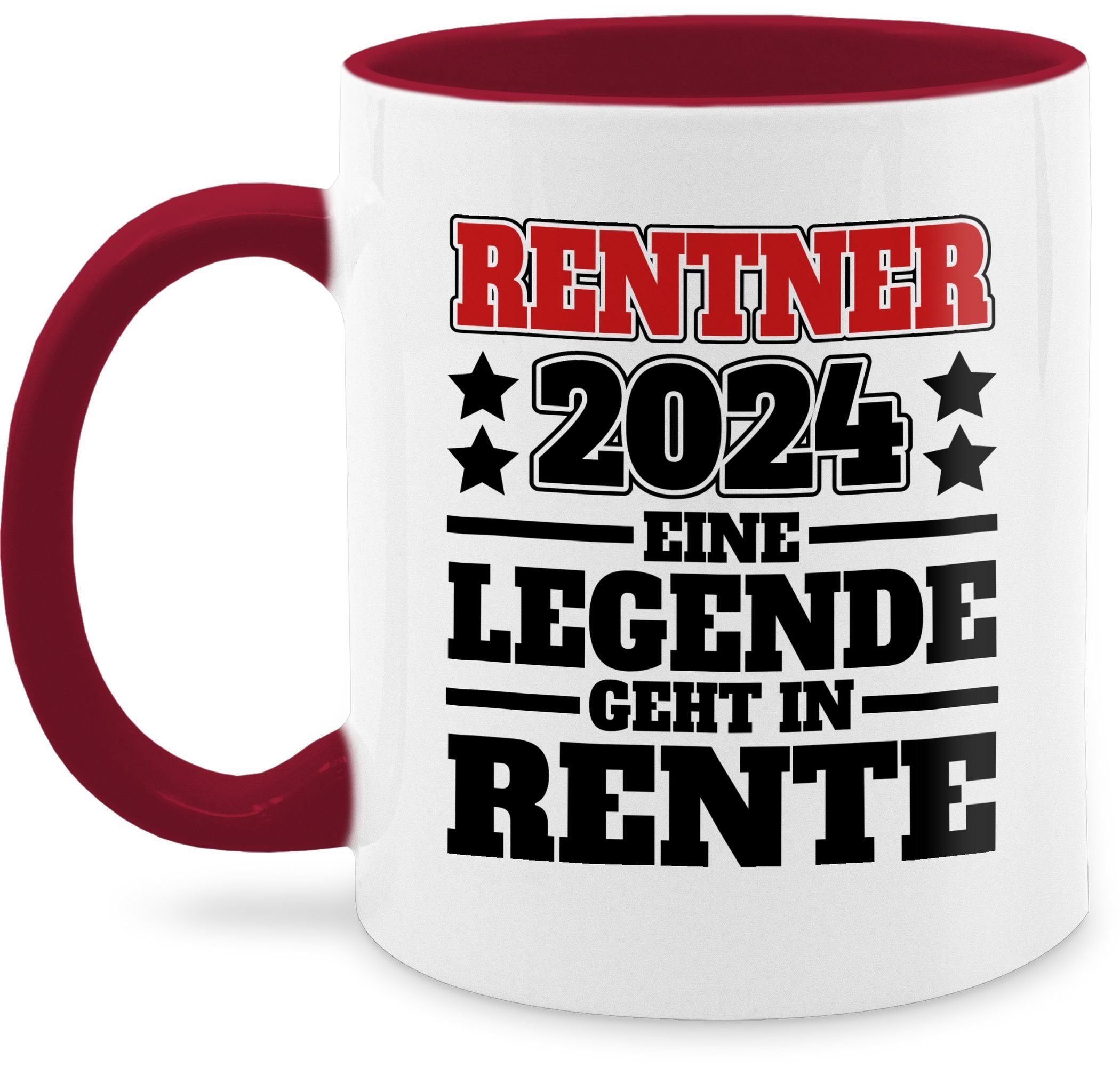 Shirtracer Tasse Rentner 2024 Eine Legende geht in den Ruhestand - schwarz/rot, Keramik, Rente Geschenk Kaffeetasse