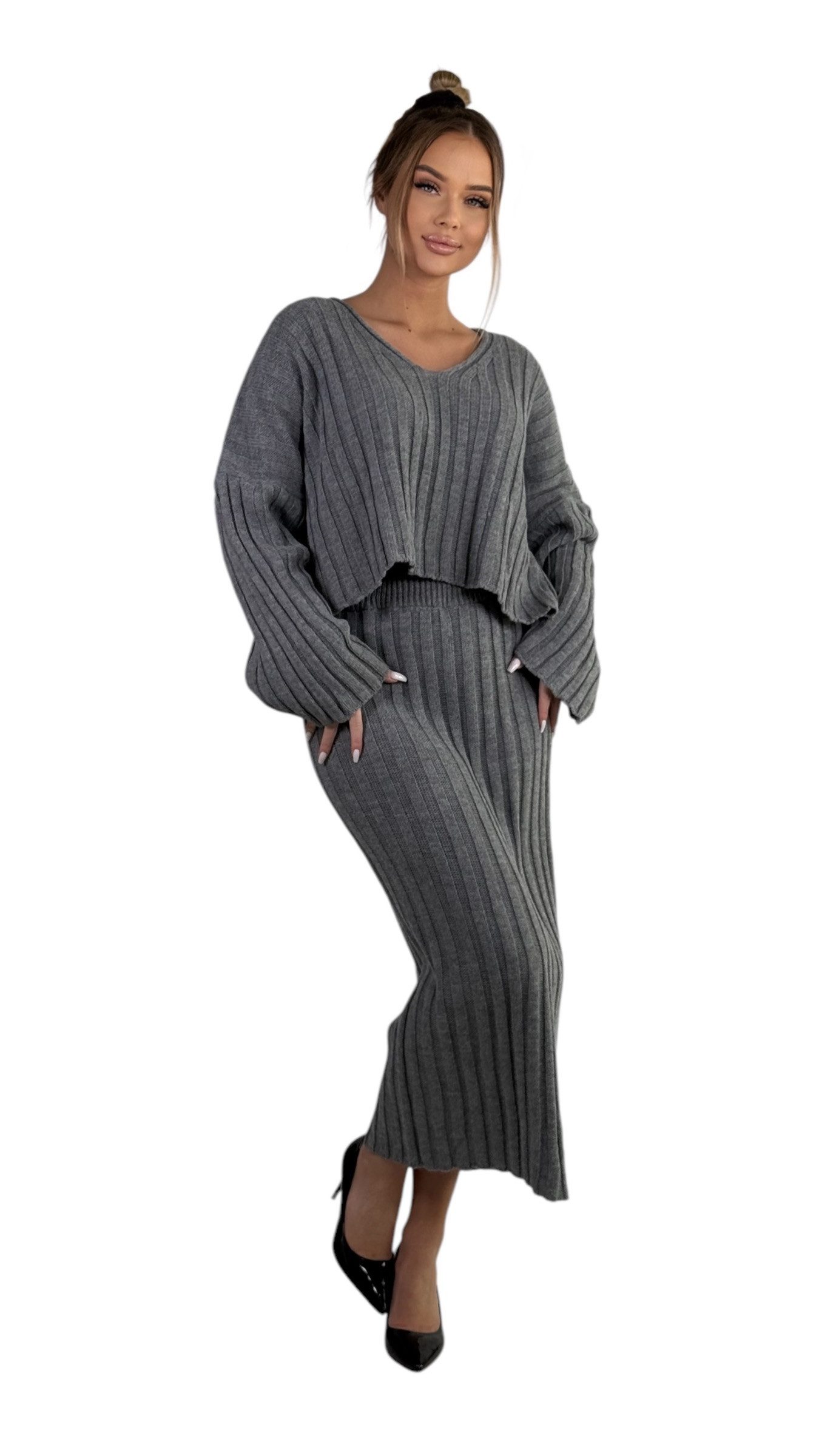 Mississhop Strickkleid Strickkleid Strickanzug Rock Pullover Damen M.3079