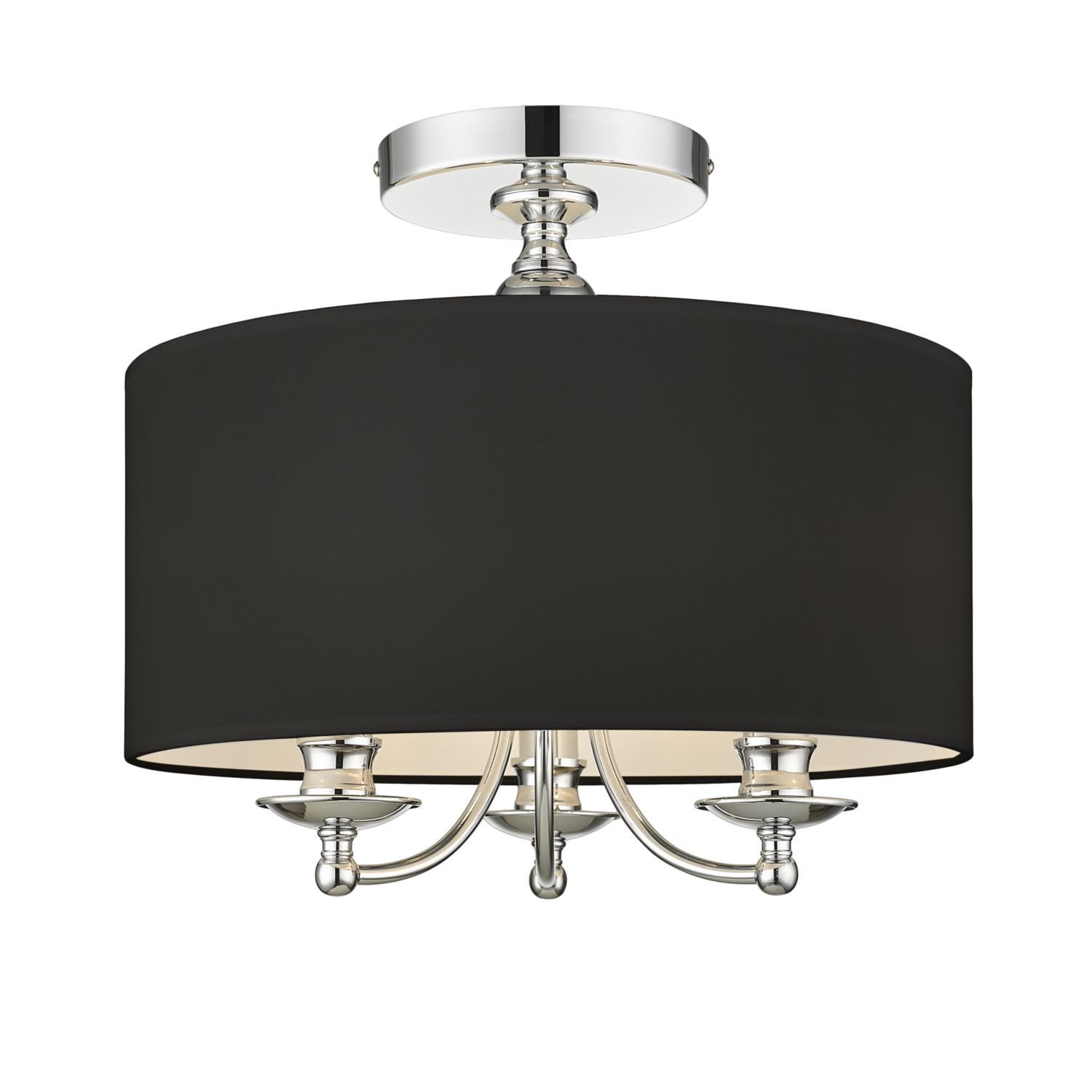 Licht-Erlebnisse Deckenleuchte HALDEN, ohne Leuchtmittel, Stoff Metall rund D: 40 cm Chrom Schwarz E14 3-flammig Klassisch
