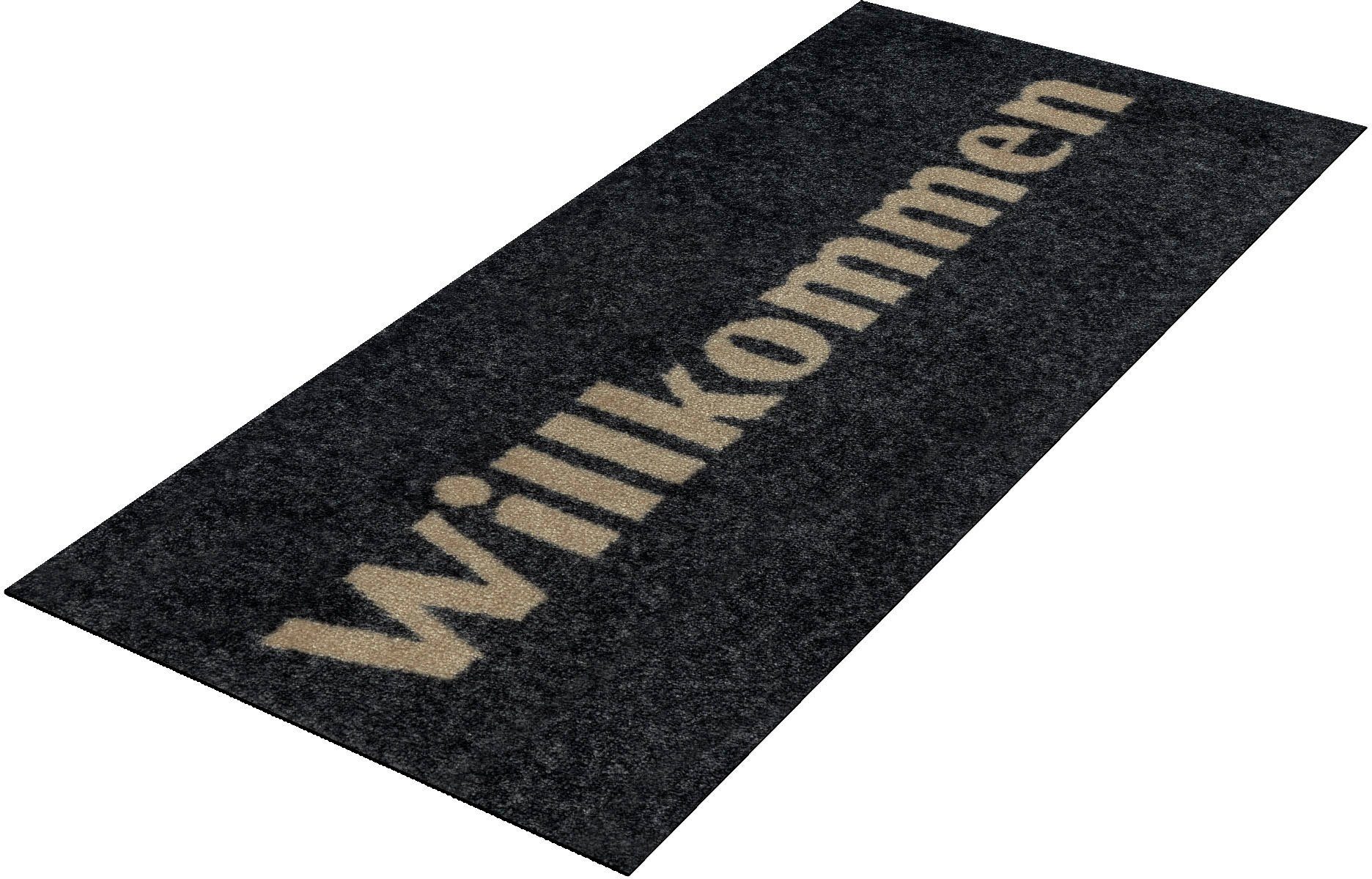 Fußmatte Willkommen, wash+dry by Kleen-Tex, rechteckig, Höhe: 9 mm,  Schmutzfangmatte, mit Spruch, In- und Outdoor geeignet, waschbar,  rutschfest, für Fußbodenheizung geeignet, PVC-frei | Fußmatten
