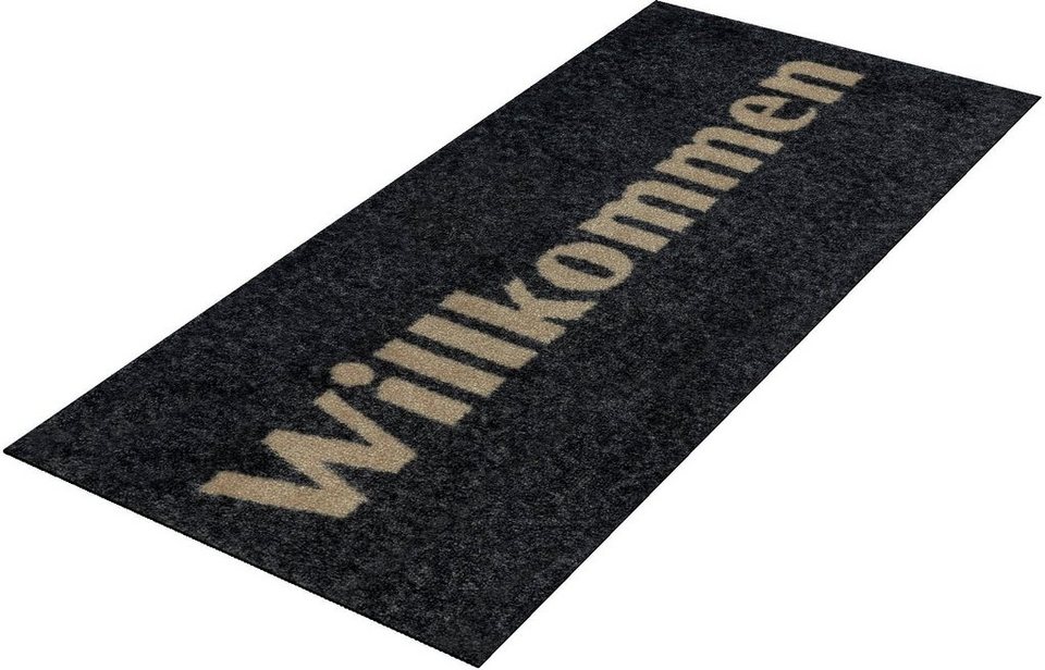 Fußmatte Willkommen, wash+dry by Kleen-Tex, rechteckig, Höhe: 9 mm,  Schmutzfangmatte, mit Spruch, In- und Outdoor geeignet, waschbar,  rutschfest, für Fußbodenheizung geeignet, PVC-frei