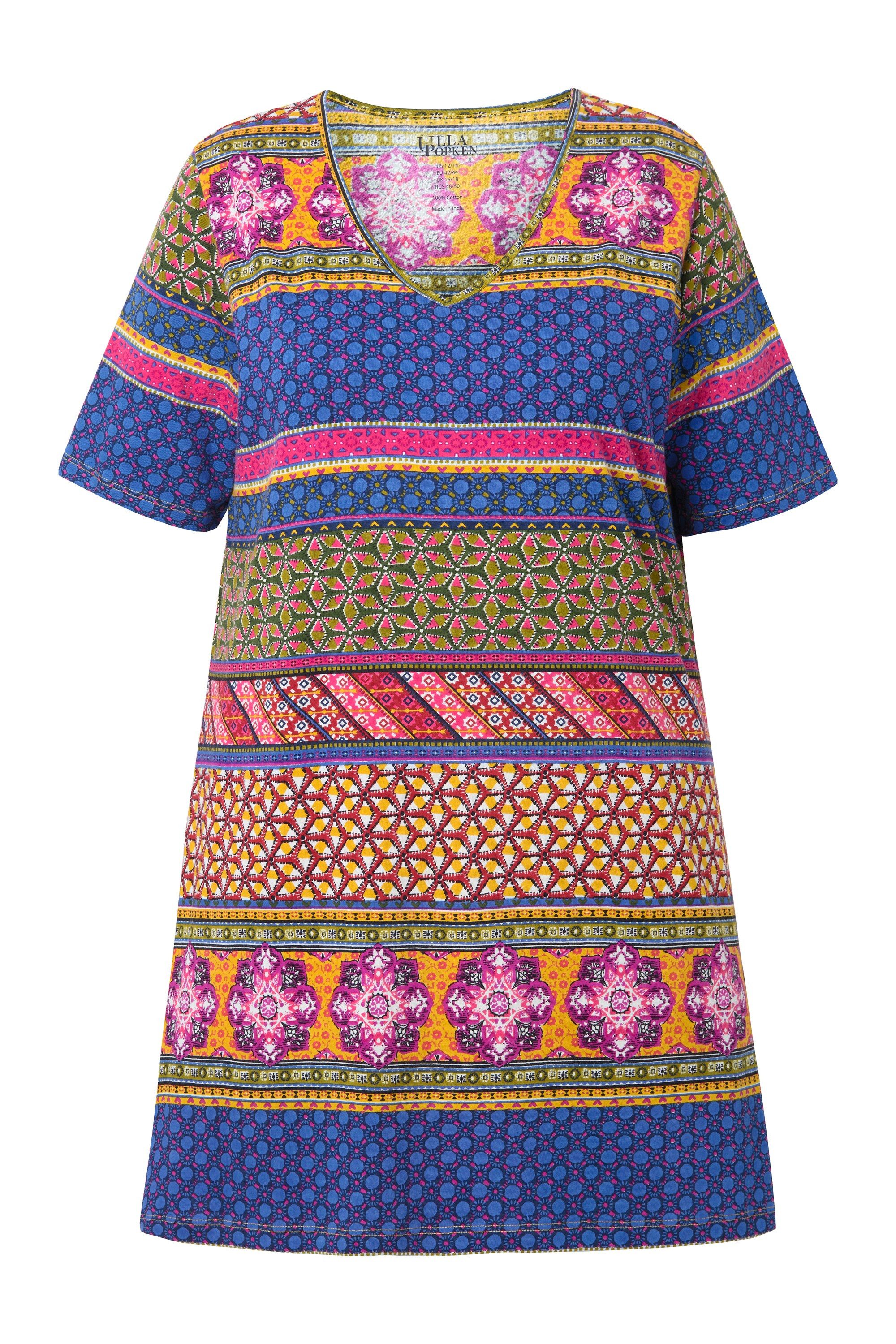 Ulla Popken Longshirt Longshirt A-Linie V-Ausschnitt 3/4-Arm günstig online kaufen