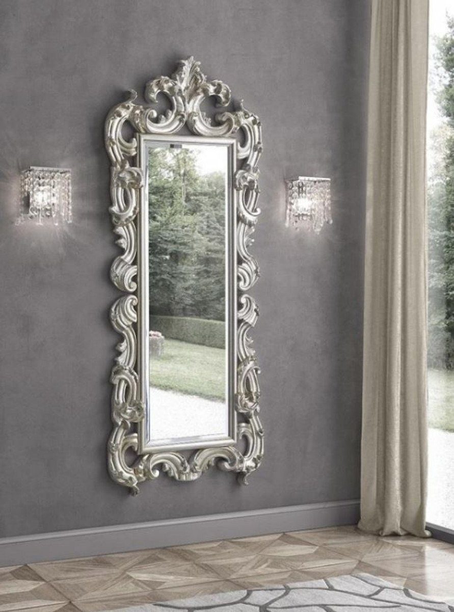 Casa Luxus Garderobenspiegel - Möbel 86 Barock 8 x x Silber Padrino - H. 203 im cm Barock Spiegel Barockstil Barockspiegel