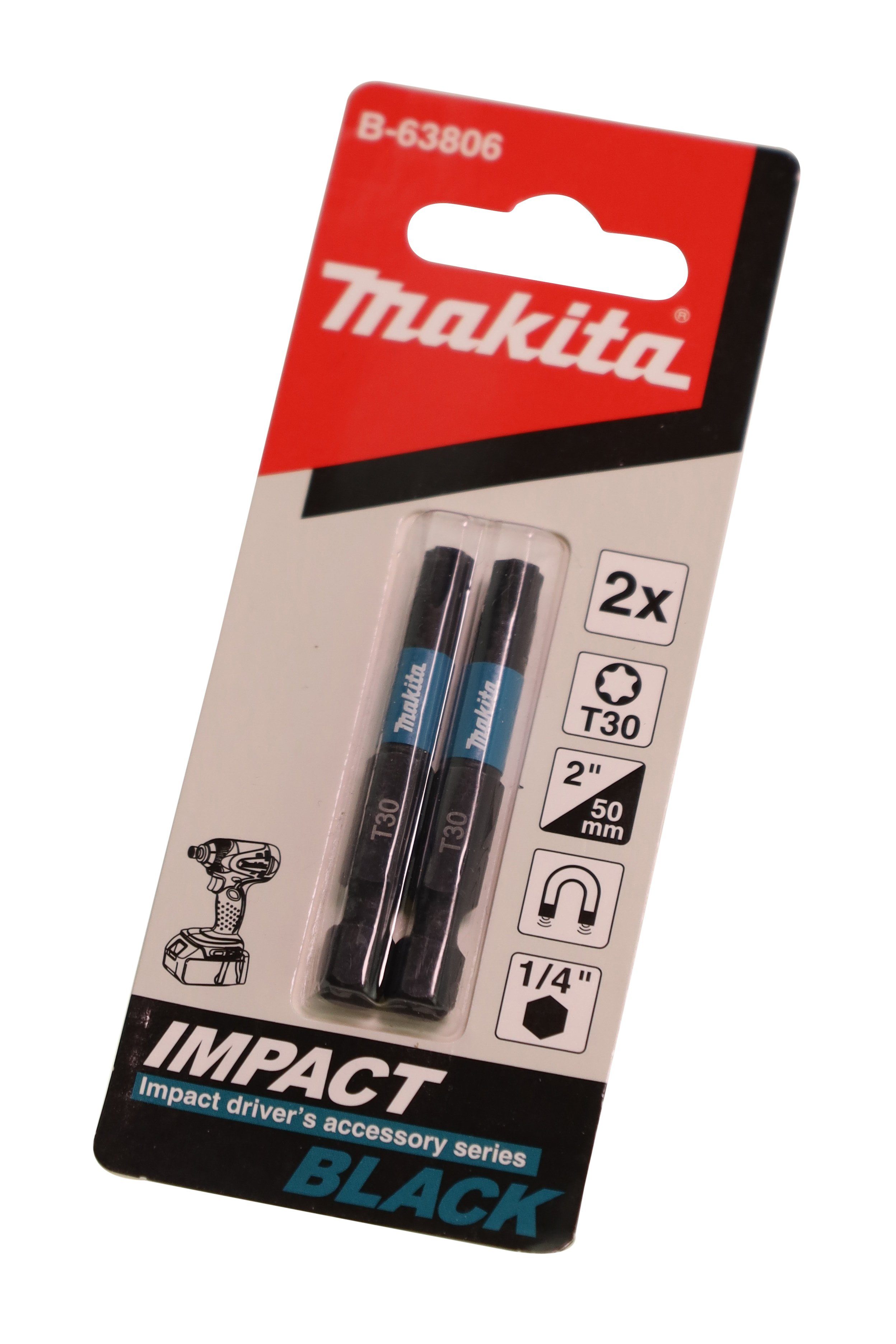 Makita Bohrer- und Bit-Set Makita B-63806 T30 6-rund Bit TX30x50 Impact Black, 2 Stück, S2-Spe