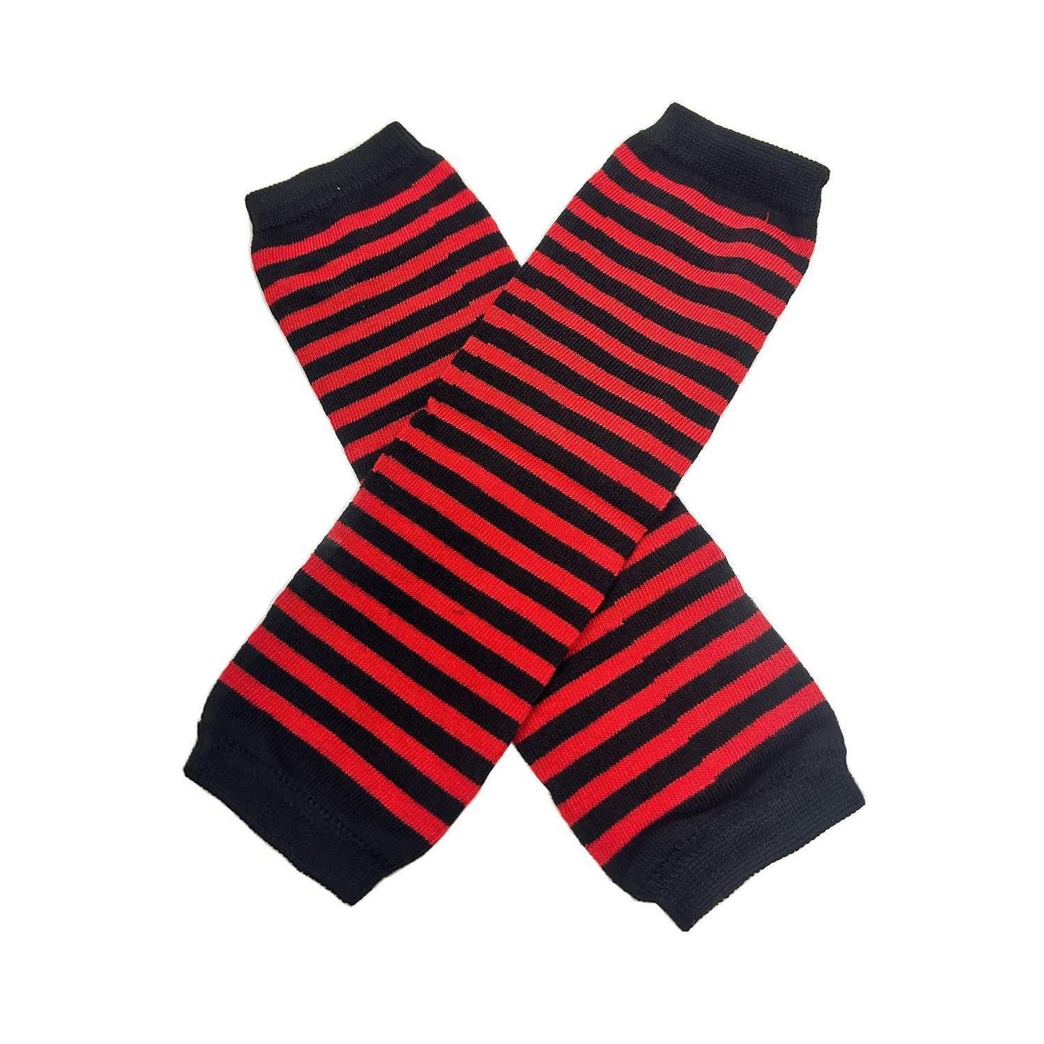 LuxusKollektion Fäustlinge Damen Armstulpen gestreift rot-schwarz (1-St)