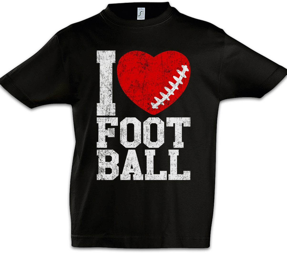 Urban Backwoods Print-Shirt I Love Football III Kinder T-Shirt American US USA Hearts Heart Herz (1-tlg) Love Addicted Addiction Ball