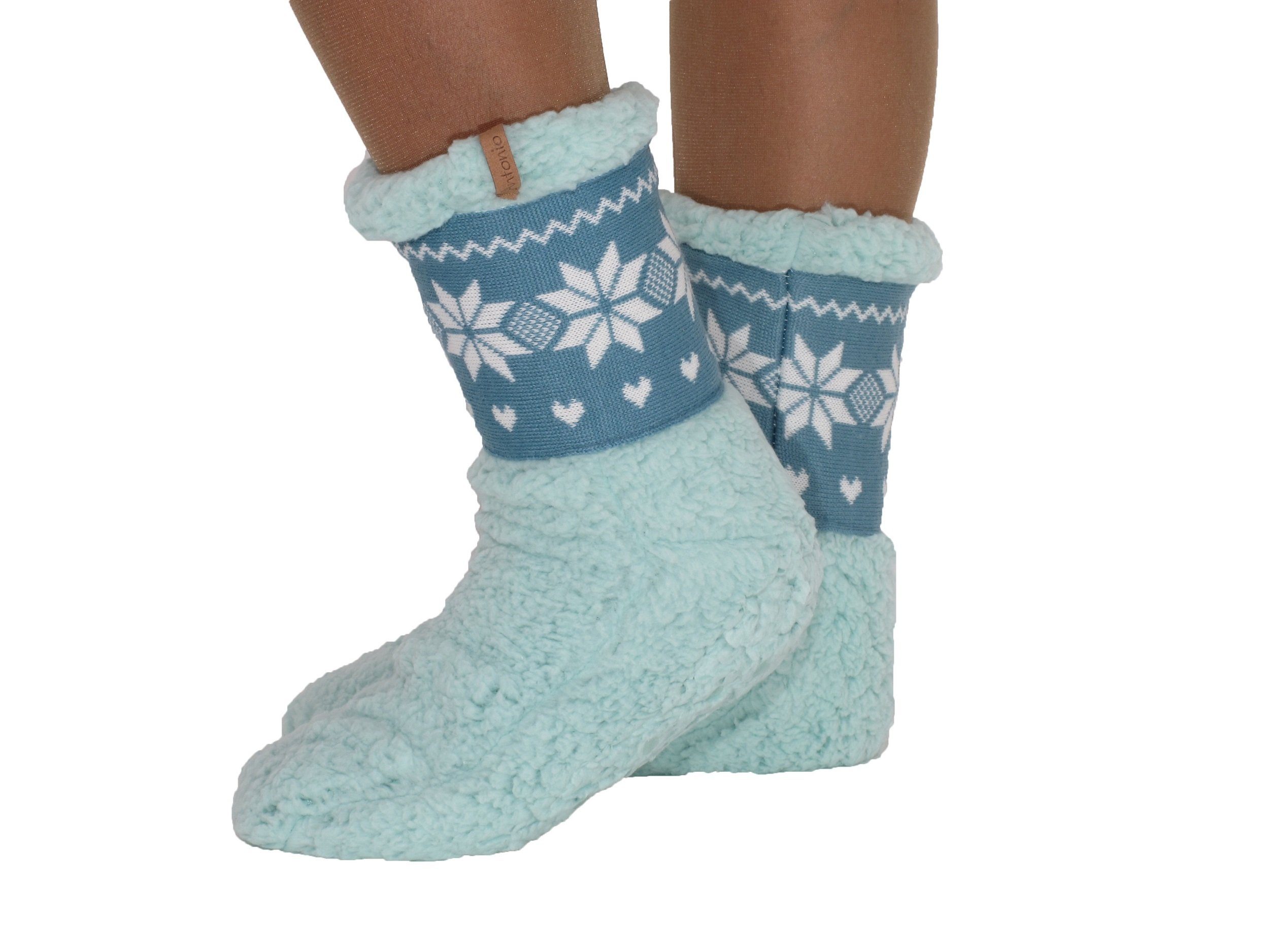 Markenwarenshop-Style Kuschelsocken Damen Hüttensocken Haussocken Hüttenschuhe ABS Teddy Gr.35-42 Farbe: