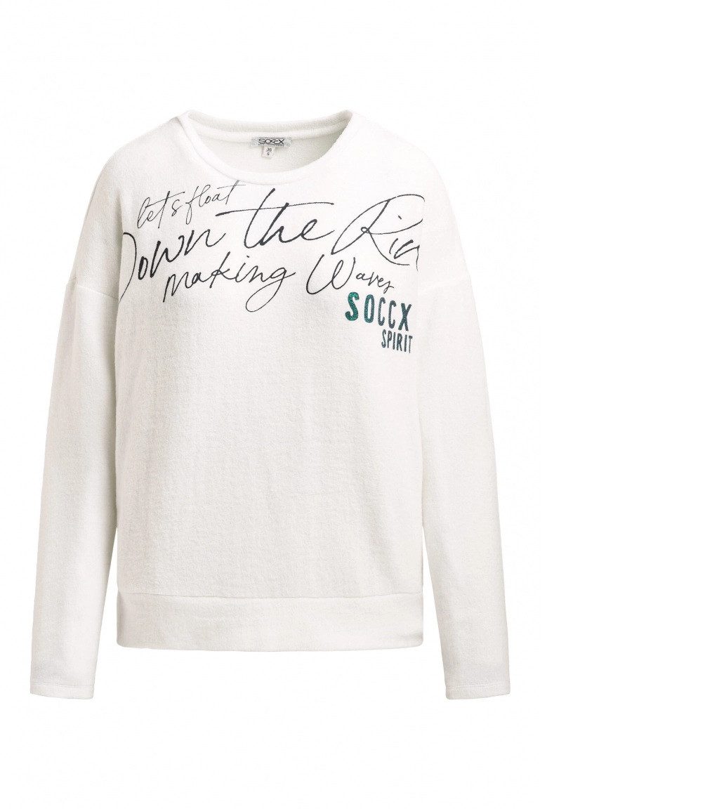 Rundhalspullover,Flauschpullover mit Wording Print