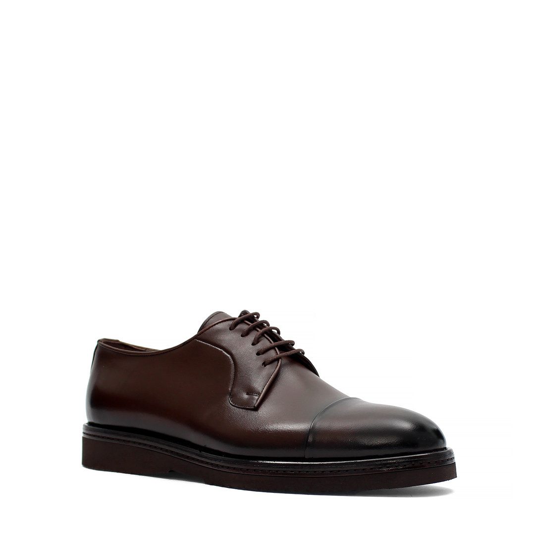 Celal Gültekin Cap-Toe Plateau Profilsohle Schnürschuh Herren Schnürschuh Glattleder, Cap-Toe, Plateau-Profilsohle, Braun, 43