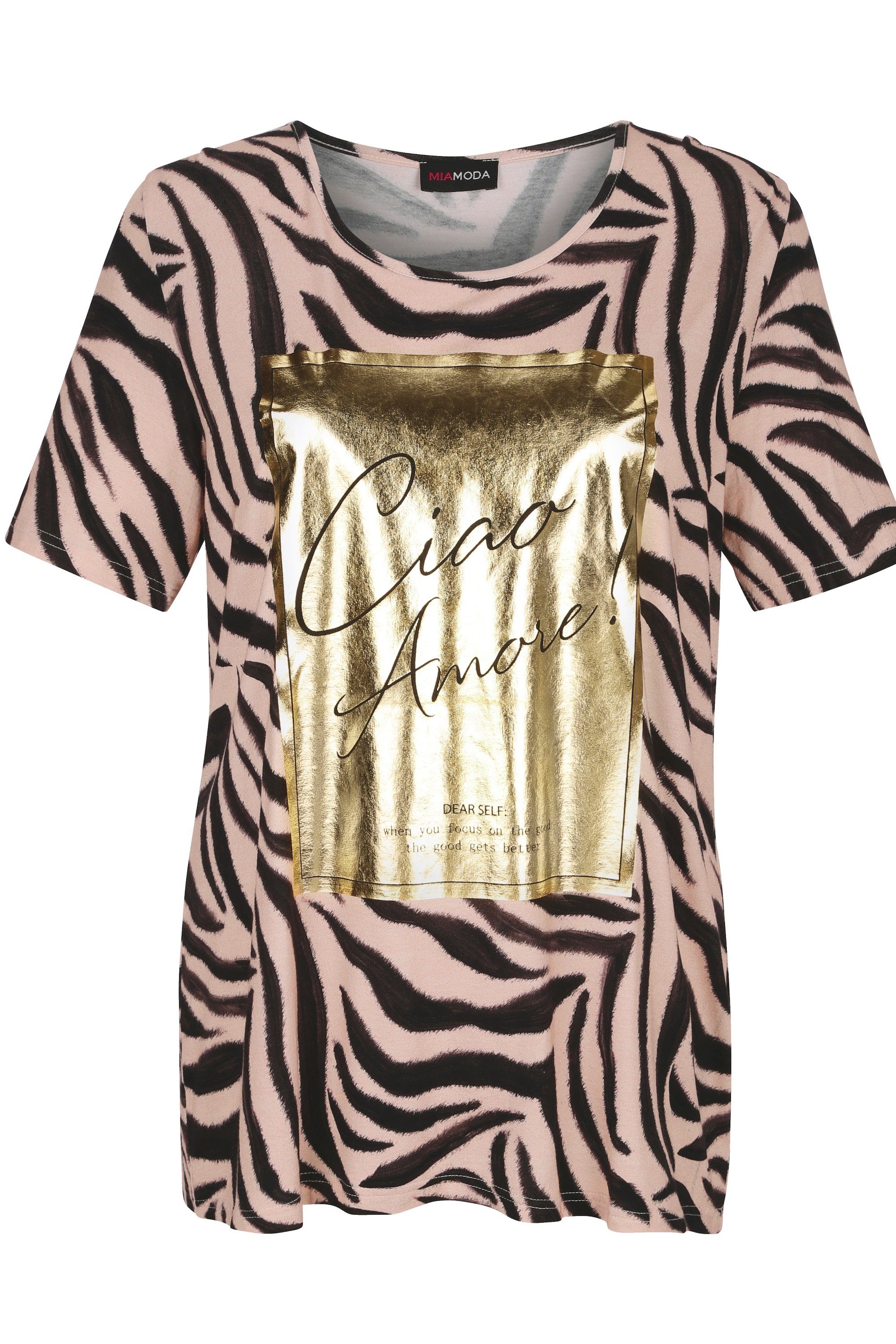 MIAMODA T-Shirt T-Shirt Animalmuster Golddruck günstig online kaufen