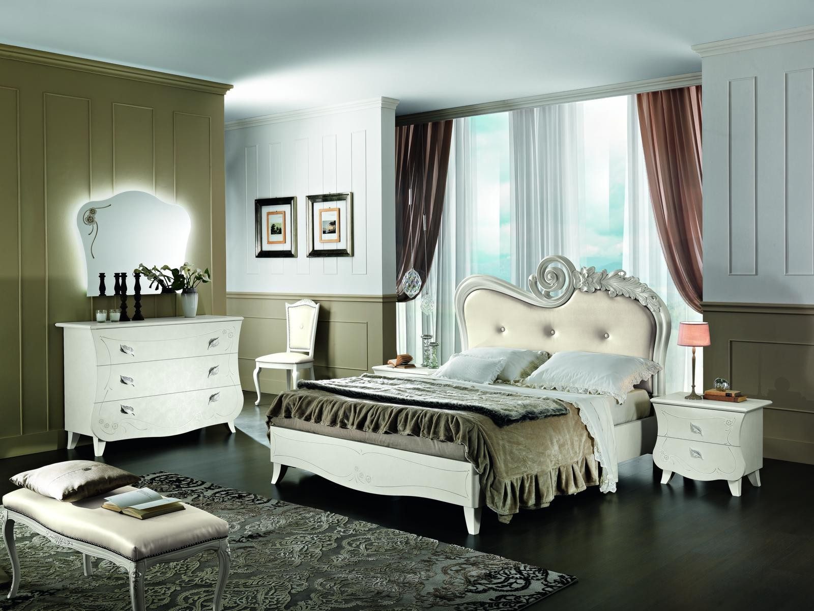 Xlmoebel Polsterbett Chesterfield Bett in edlem Stoff mit barocken Details (Bett), Hergestellt in Europa