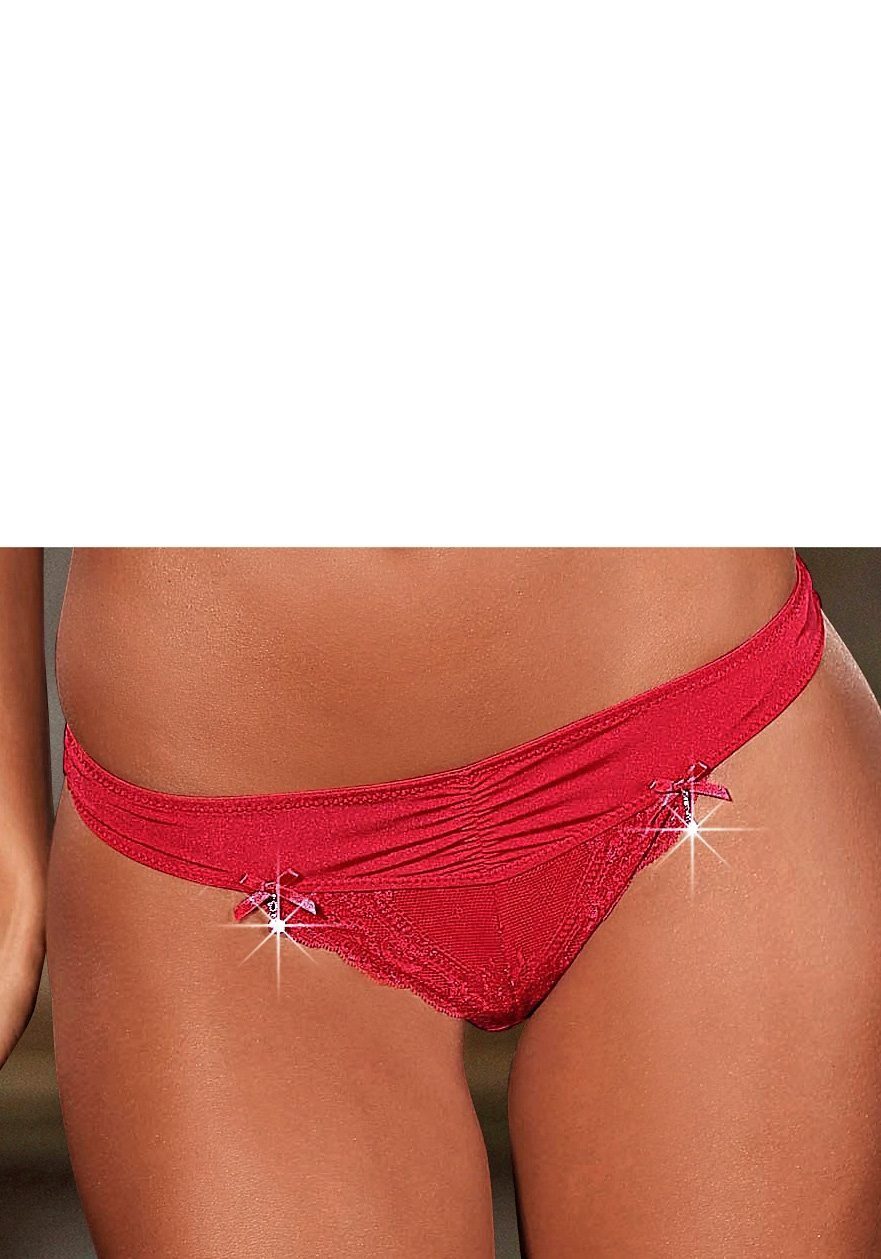 LASCANA String mit Zierschleifen und Glitzeraccessoire