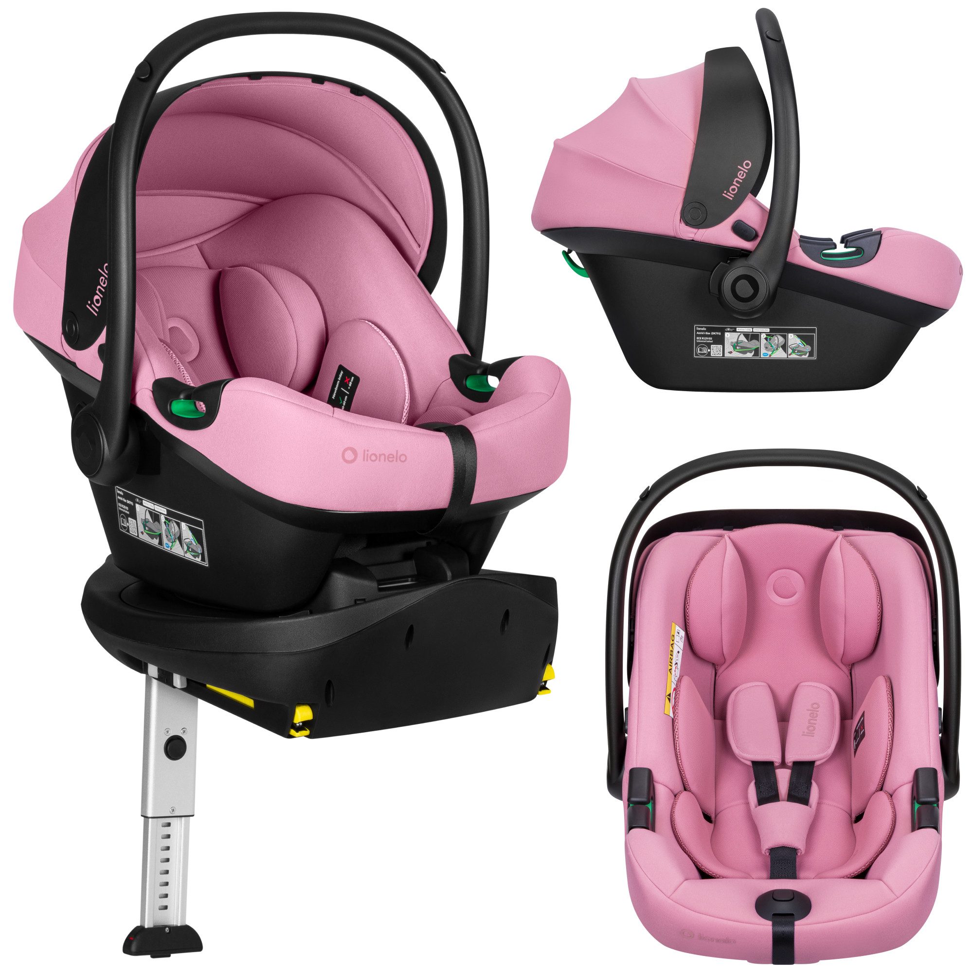 lionelo Autokindersitz ASTRID I-SIZE SET PLUS, ab: ab Geburt, bis: bis ca. 2 Jahre, ab: 40 cm, bis: 87 cm, (Babyschale + drehbare ISOFIX-Basis), 180°Drehung/Memory Foam/Dri-Seat/Seitenaufprallschutz/ISOFIX