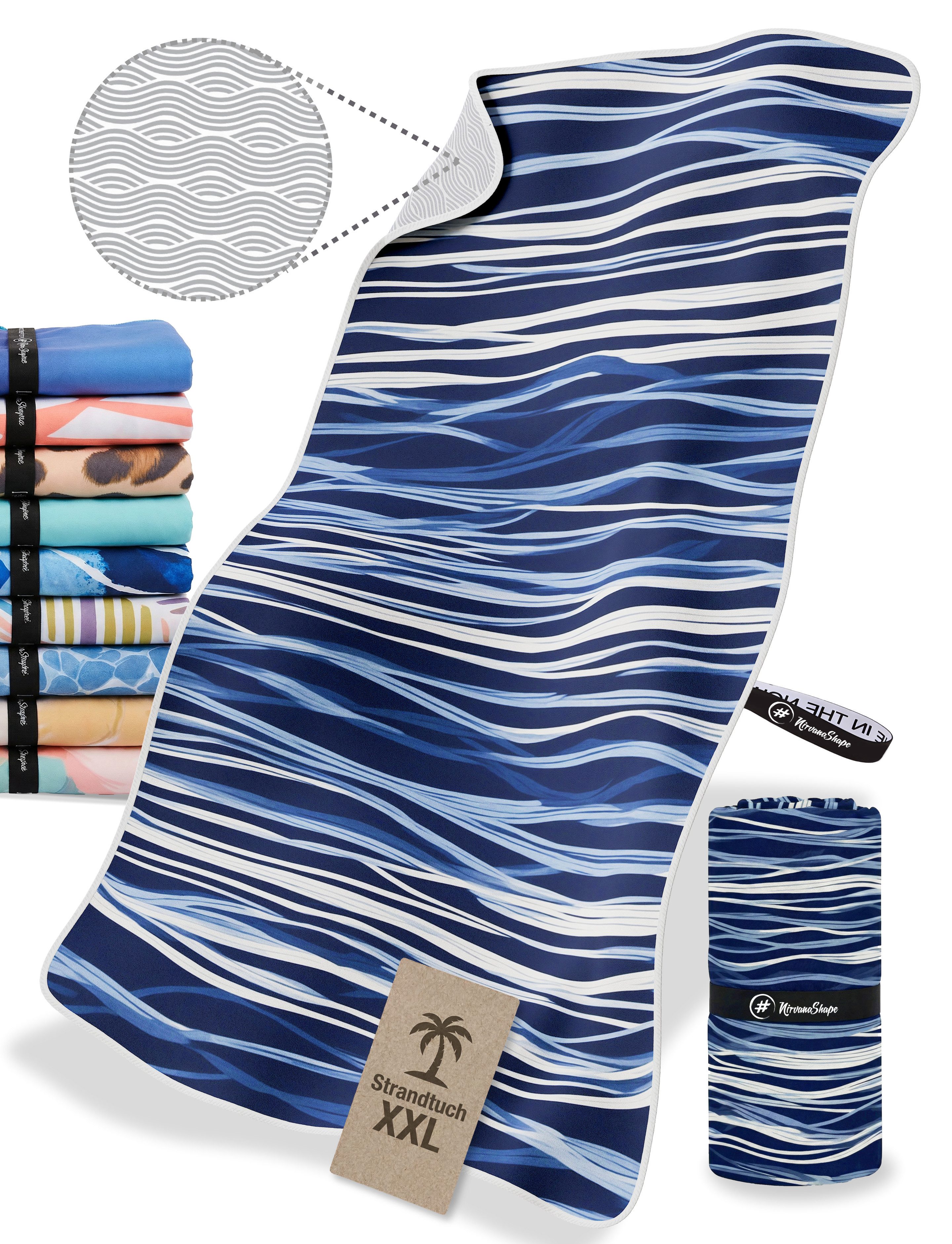 NirvanaShape Strandtuch Reise Handtuch Strandtuch XXL - Strandhandtuch, Mikrofaser Badetuch