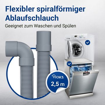 VIOKS Ablaufschlauch Abwasserschlauch 19/22mmØ Verlängerung, Zubehör für Waschmaschine Geschirrspüler, Universal Flexibel 2,5 Meter