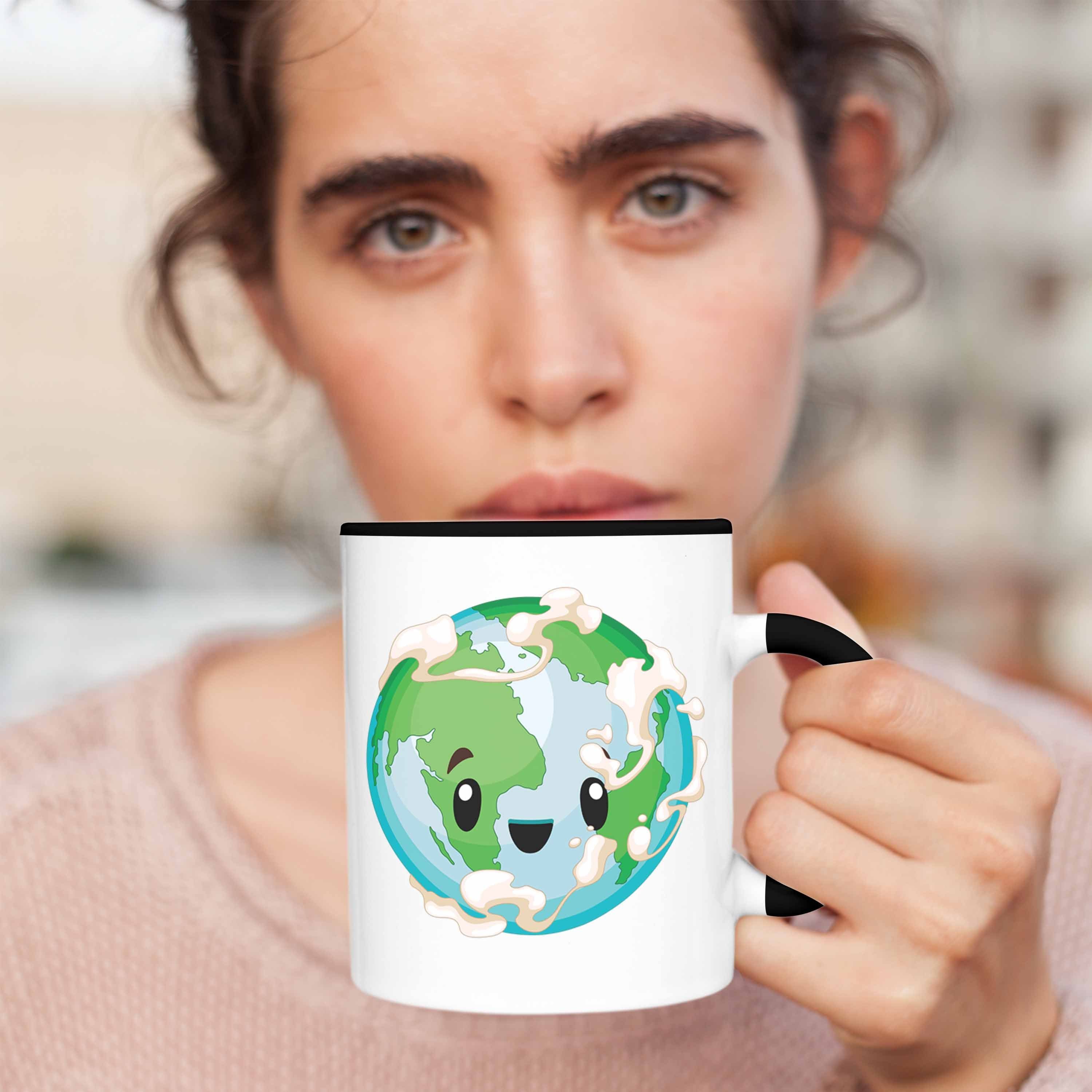 Tasse Umweltbewusste the Geschenk Tasse für Umweltschutz-Fans Save Trendation Earth Schwarz