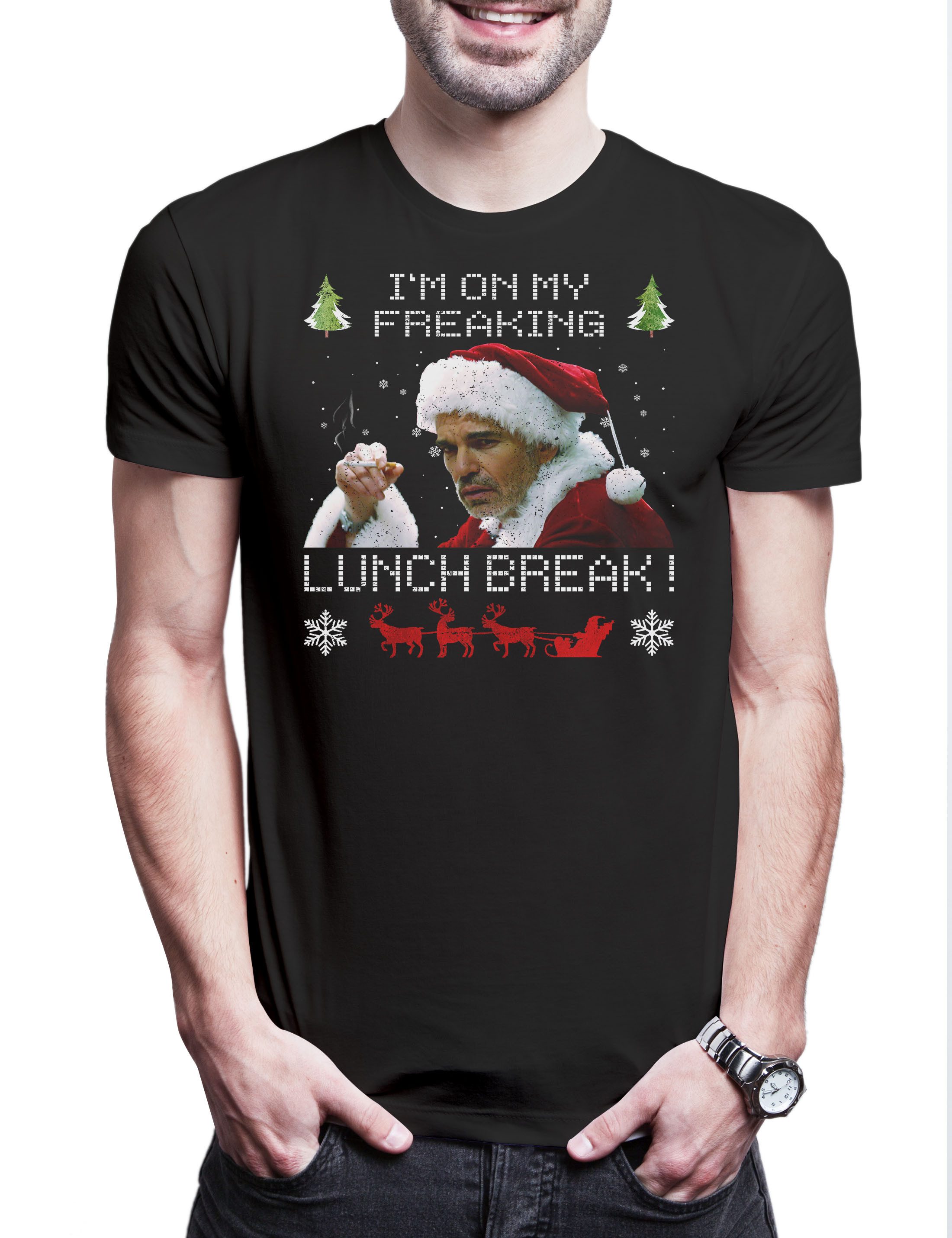 Print-Shirt Lunch Break Herren T-Shirt X-Mas Bad Weihnachtsmann Merry Christmas