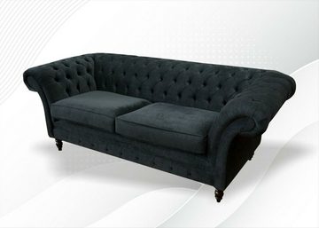 JVmoebel Chesterfield-Sofa Schwarzer Chesterfield Dreisitzer luxus Sofa Design Möbel Neu, Made in Europe