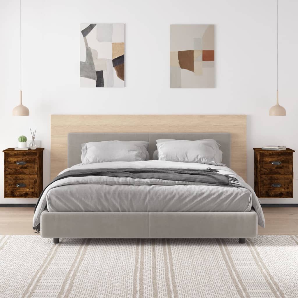 vidaXL Nachttisch Wand-Nachttische 2 Stk. Räuchereiche 41,5x36x53 cm (2-St)
