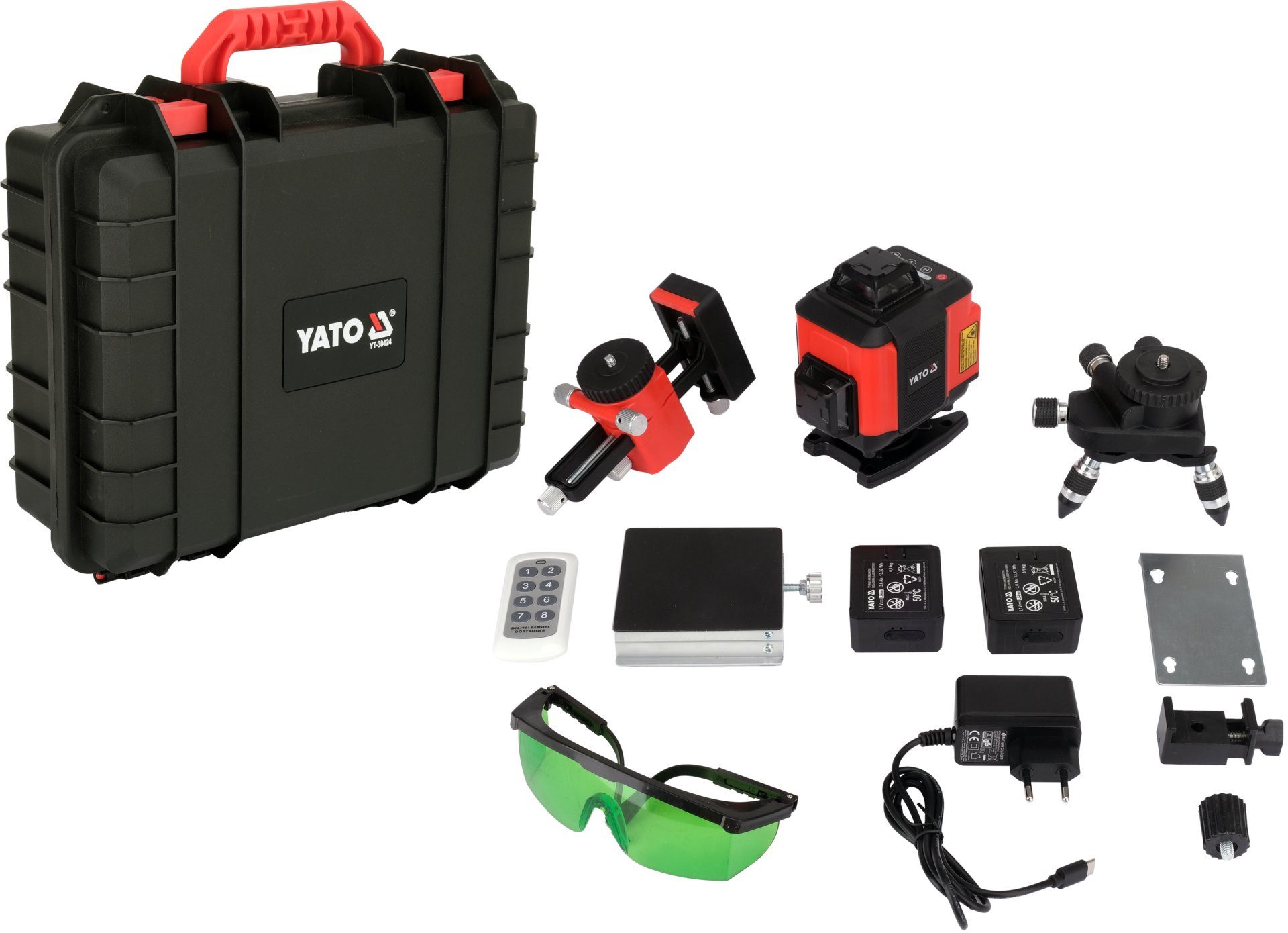 Yato Kreuzlinienlaser 4D Grünlinien-Laser mit elektronischem Kompensator, 16 Linien, (4D Grünlinien-Laser mit elektronischem Kompensator, 16 Linien)