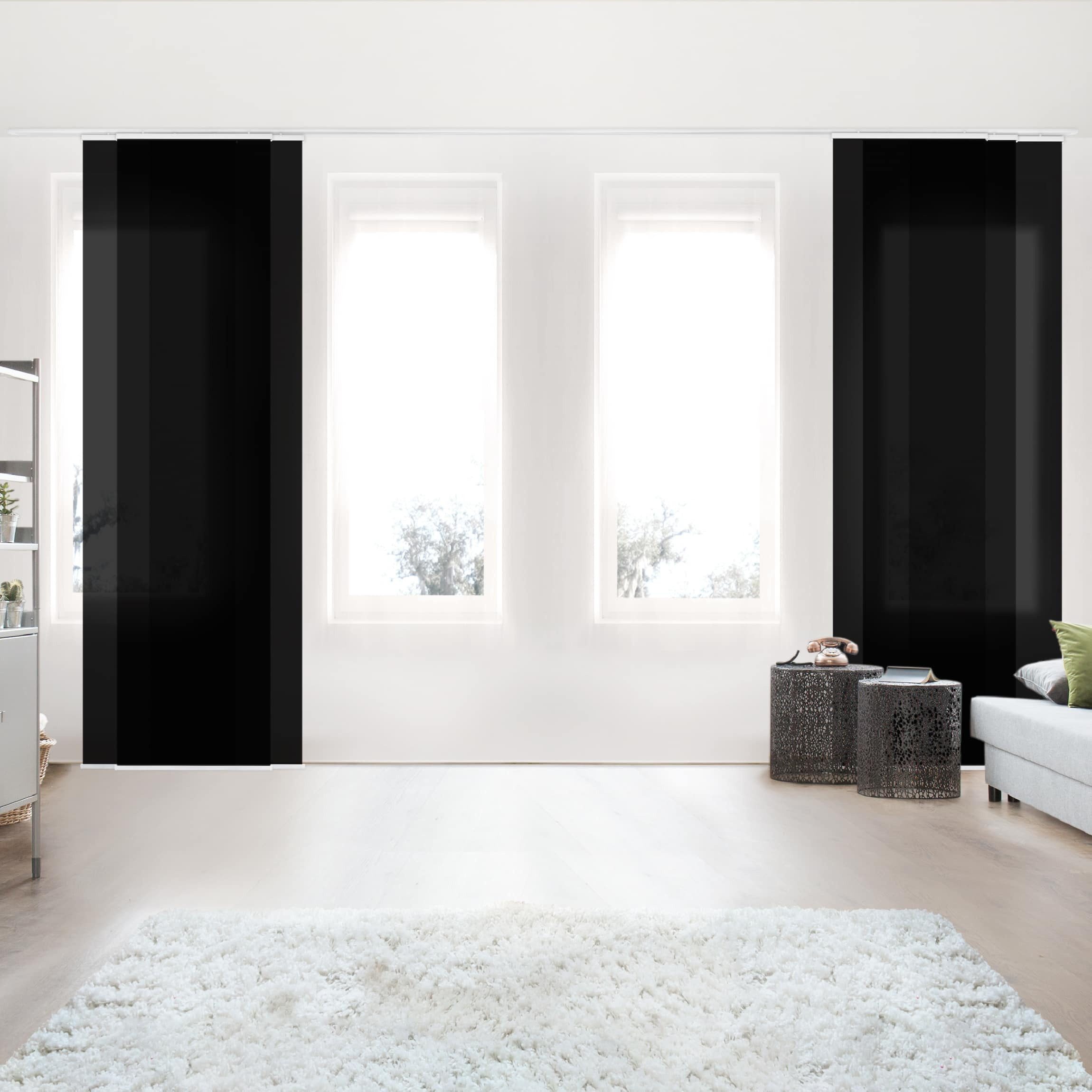Bilderdepot24 Schiebegardine modern Flächenvorhang blickdicht Tiefschwarz, günstig online kaufen