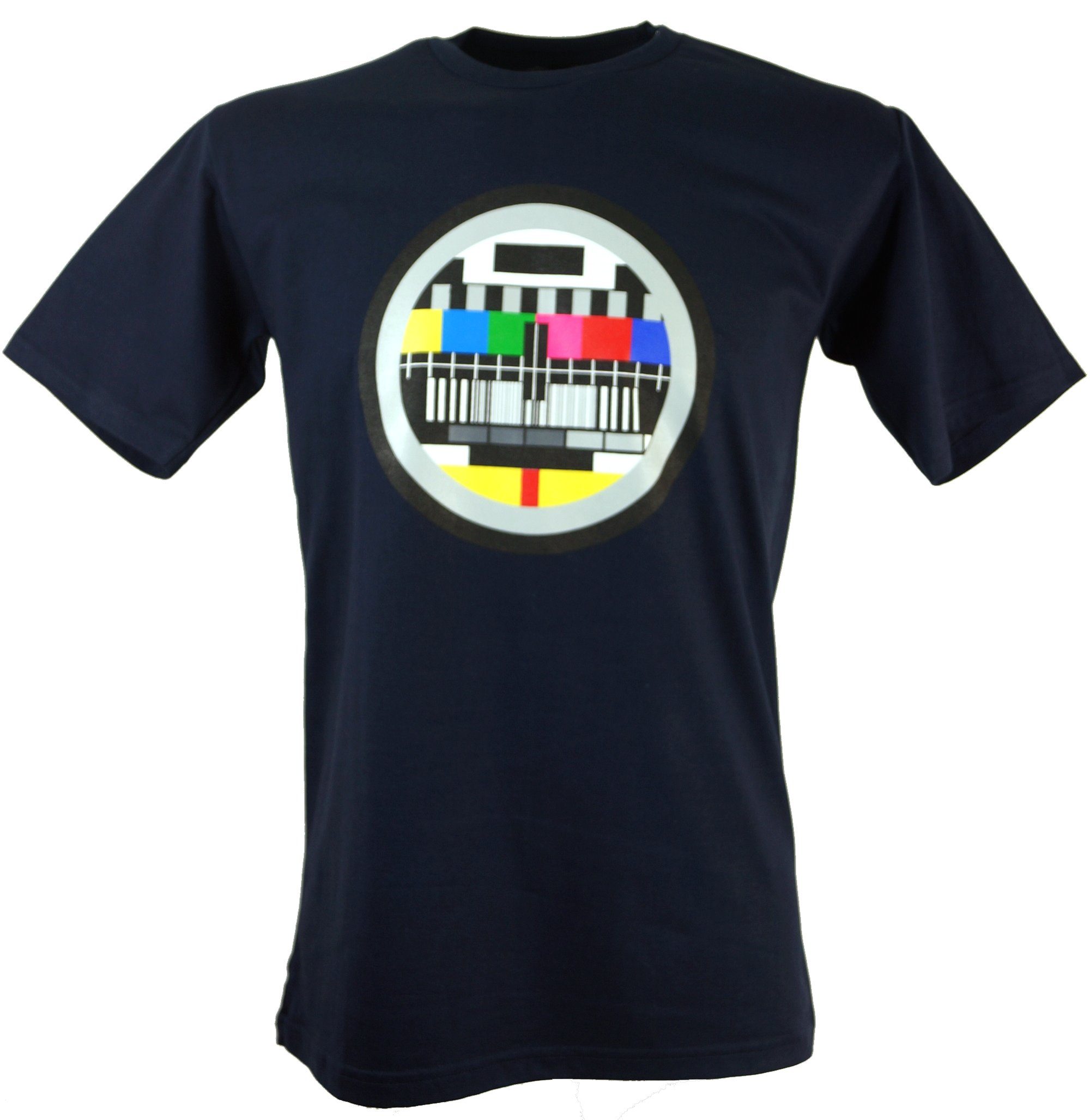 Guru-Shop T-Shirt Fun Retro Art T-Shirt `Testbild` - dunkelblau alternative Bekleidung