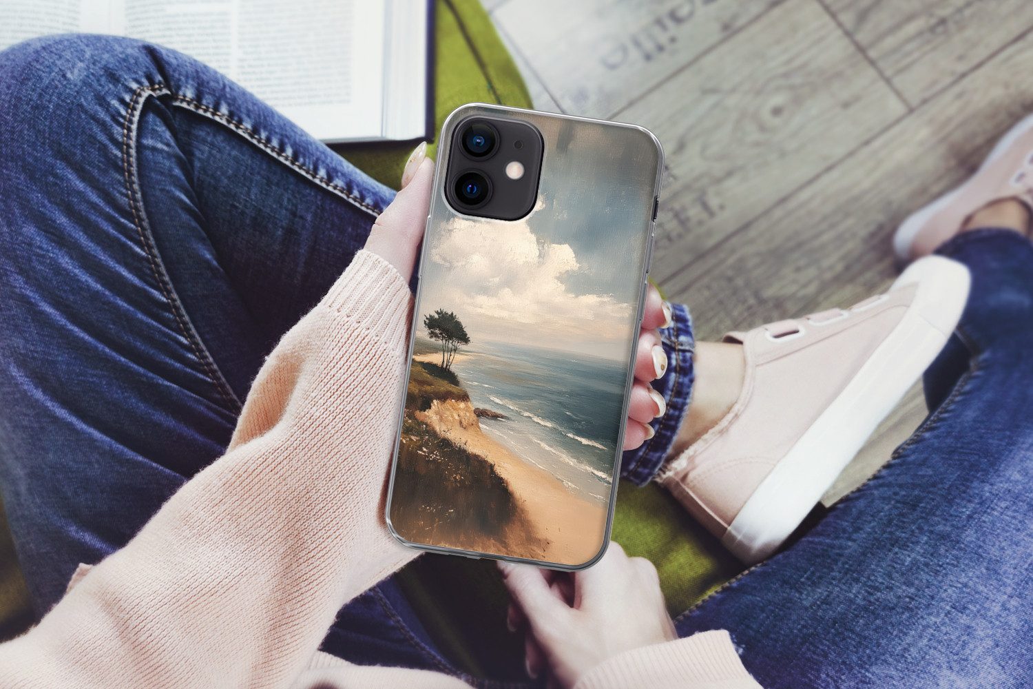 MuchoWow Handyhülle für Apple iPhone 12 Mini Klippe - Meer - Baum, Smartphone-Bumper, Print, Handy Schutzhülle Dünn