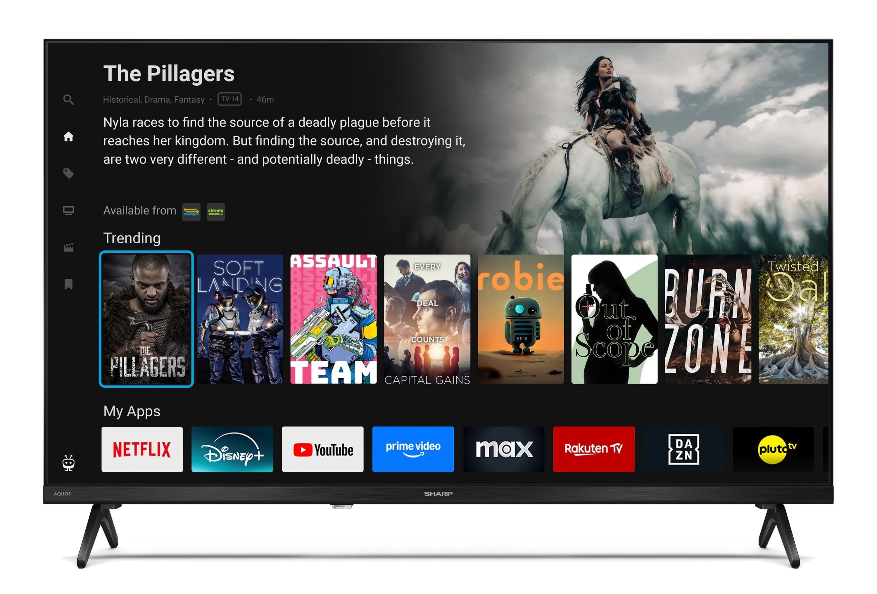 Sharp 32HE2745E LCD-LED Fernseher (80 cm/32 Zoll, HD-ready, Smart TV powered by TiVo, Smart TV powered by TiVo, HDR, Triple-Tuner)