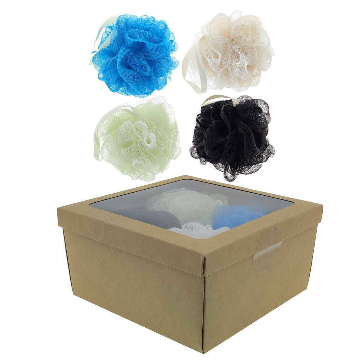 varivendo Duschschwamm Duschschwamm Badeknäuel, 4er Set, Ø 100 mm, gemischt, 4-tlg., Duschknäul Massage Peeling Wellness Badeschwamm Körper Dusche