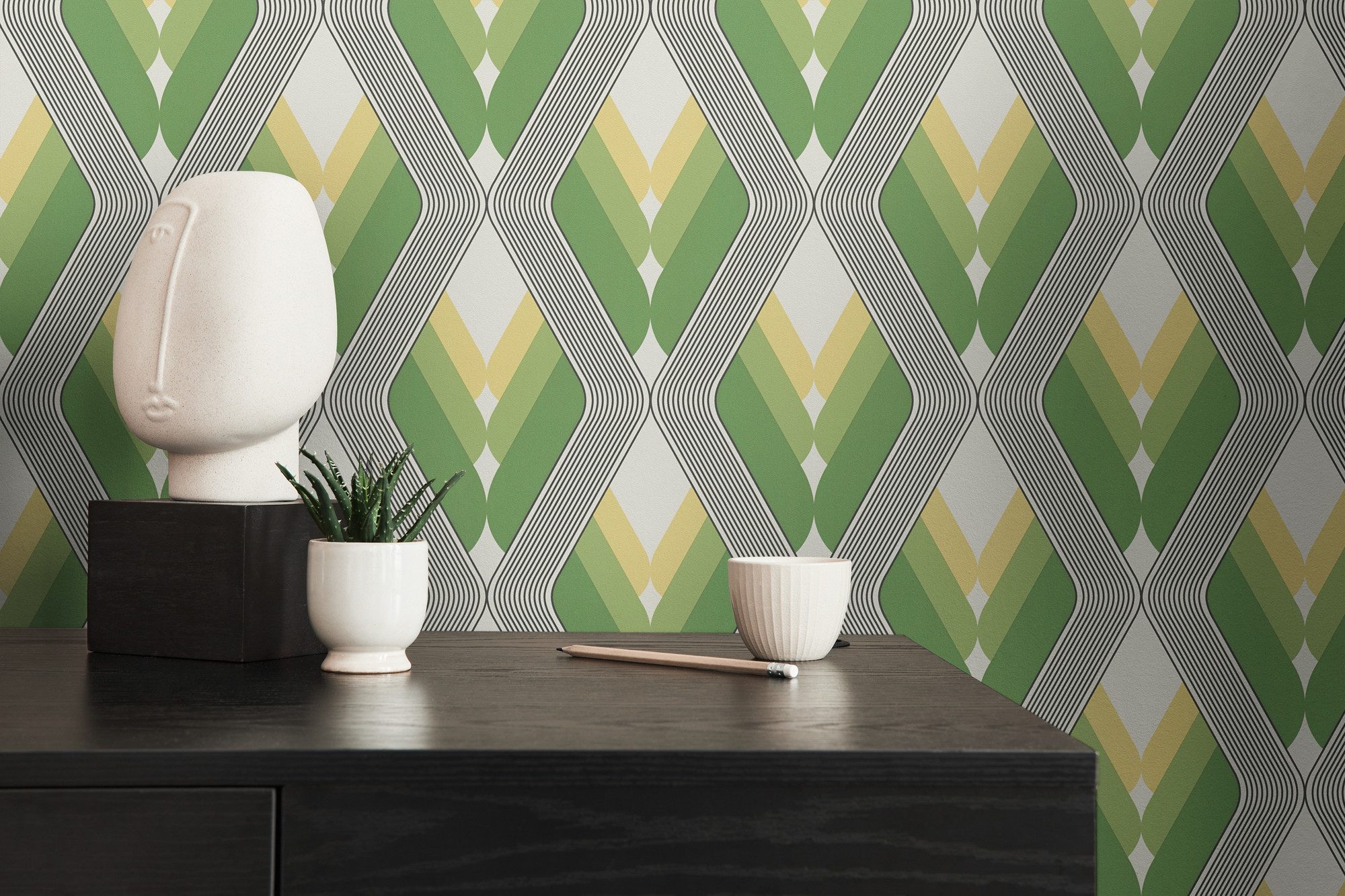 living walls Vliestapete LIMITED – Retro Rauten, leicht strukturiert, grafisch, Retro, geometrisch, (1 St), Grafische Rauten und Wellen im markanten Seventies-Look