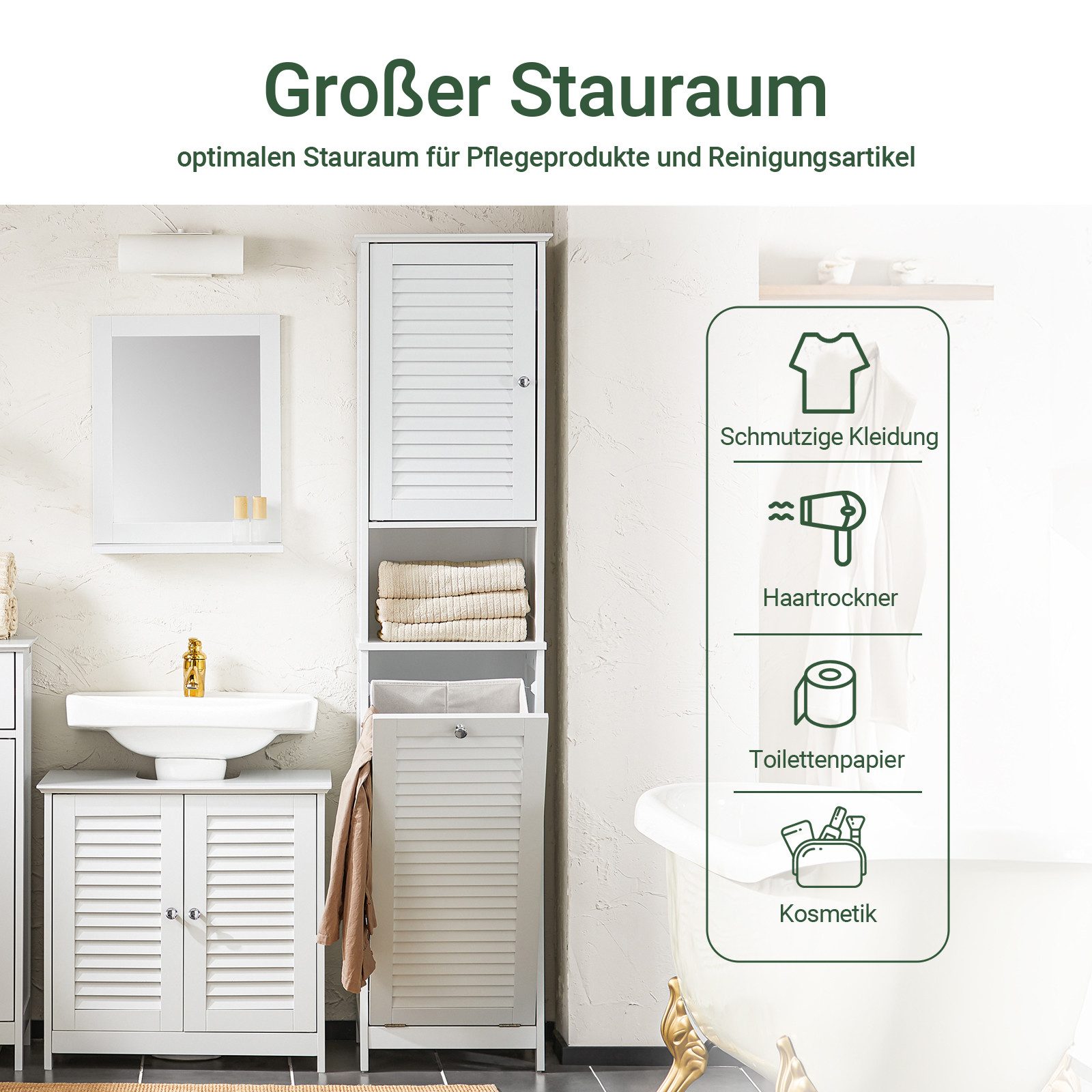 SoBuy Hochschrank BZR124, Badschrank schmal, Badschrank mit Regal, Badezimm günstig online kaufen
