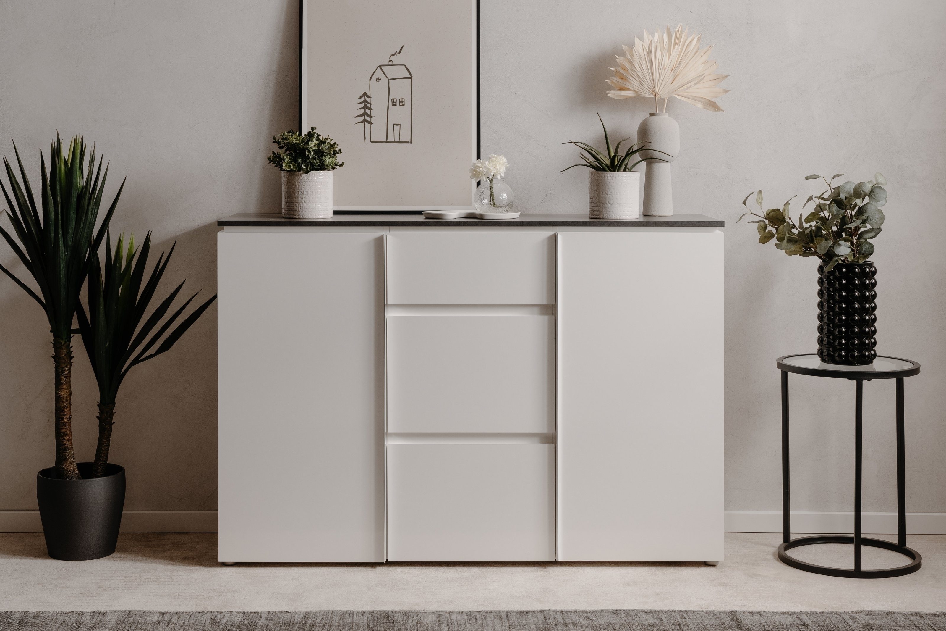 Finori Kommode in Matera / weiß HGL - 133x92x40cm (BxHxT)