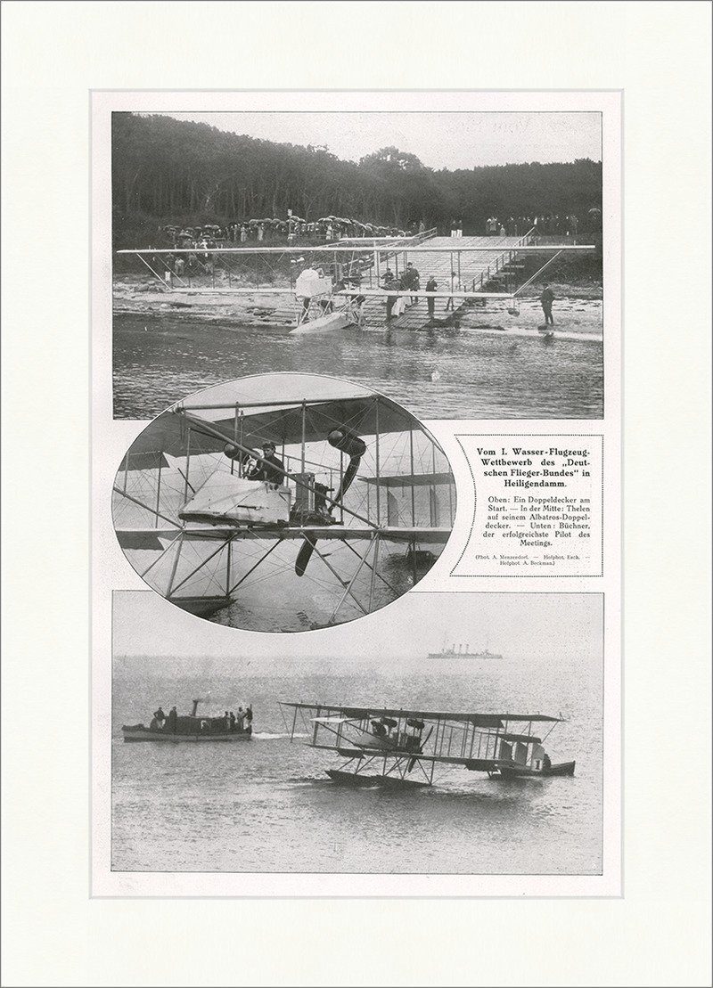 Kunstdruck Wasser-Flugzeug Wettbew. d. Dt. Flieger-Bundes Heiligendamm F_Vintage