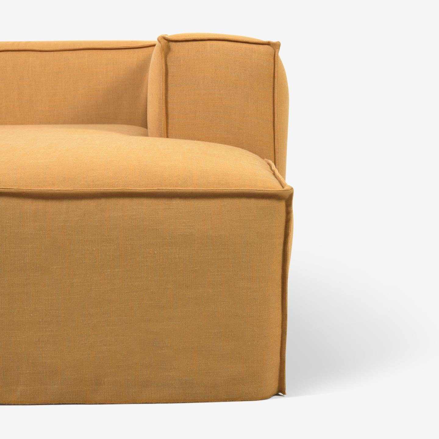 Couch Blok Natur24 Bezug gelb 2-Sitzer Sofa 240cm Longchair Sofa rechts abnehmbar