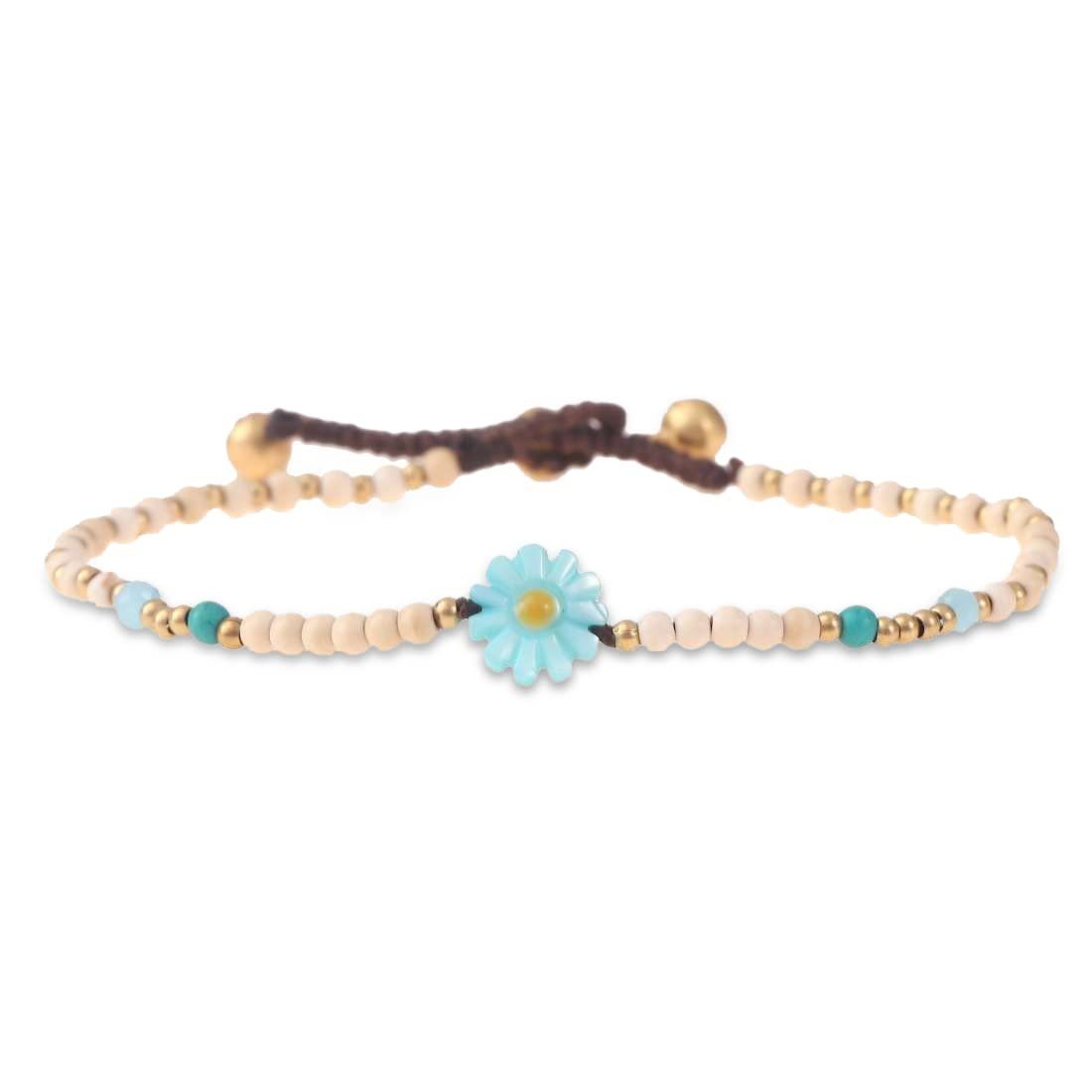 Made by Nami Fußkette Surfer Fußkettchen mit Perlen Damen & Mädchen Boho Fußkette, Hippie Fußkettchen Festival Schmuck