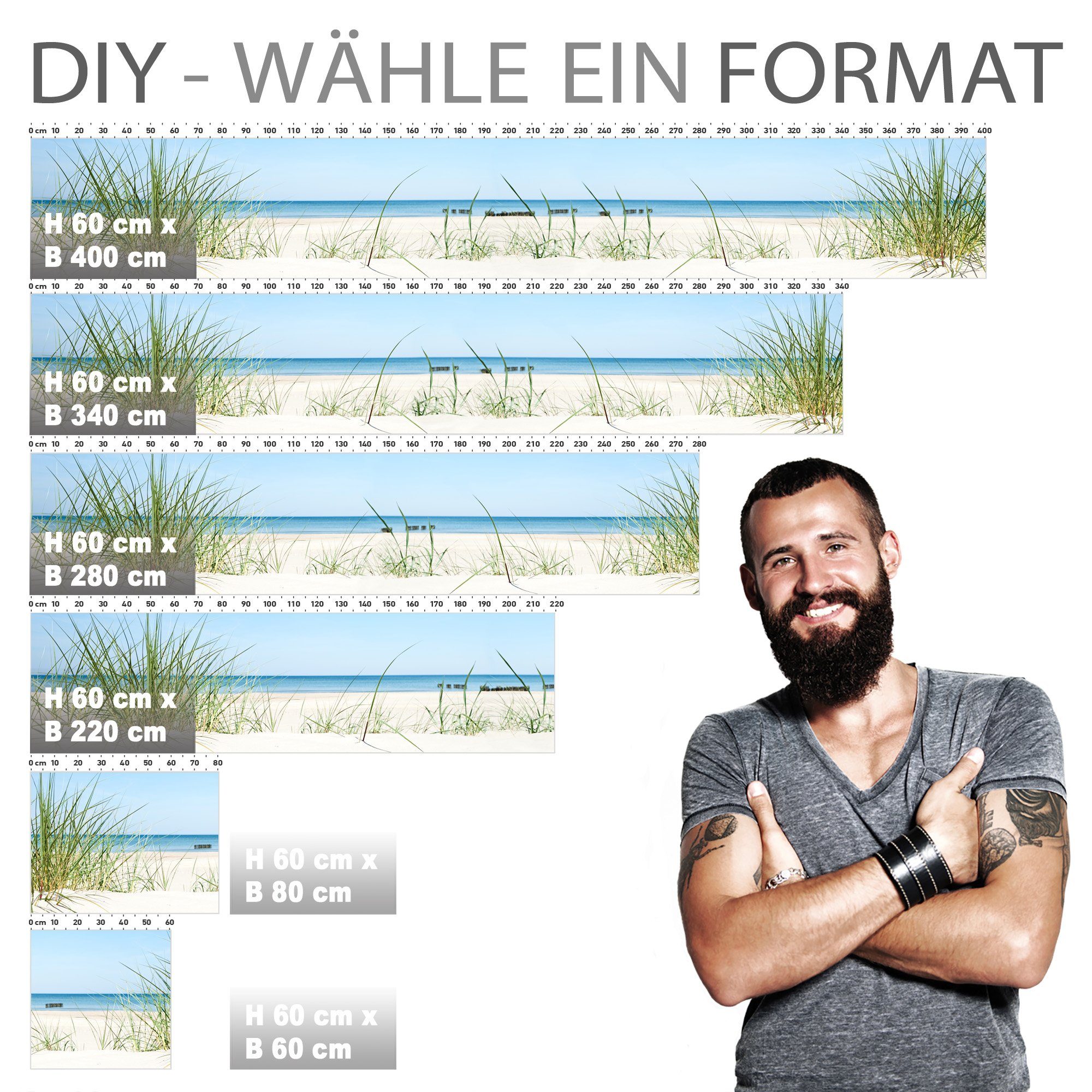 Stickerprofis Küchenrückwand DÜNENBLICK (Glasoptik), (Premium), 1,5mm, selbstklebend, hält auf besonders vielen Öberflächen
